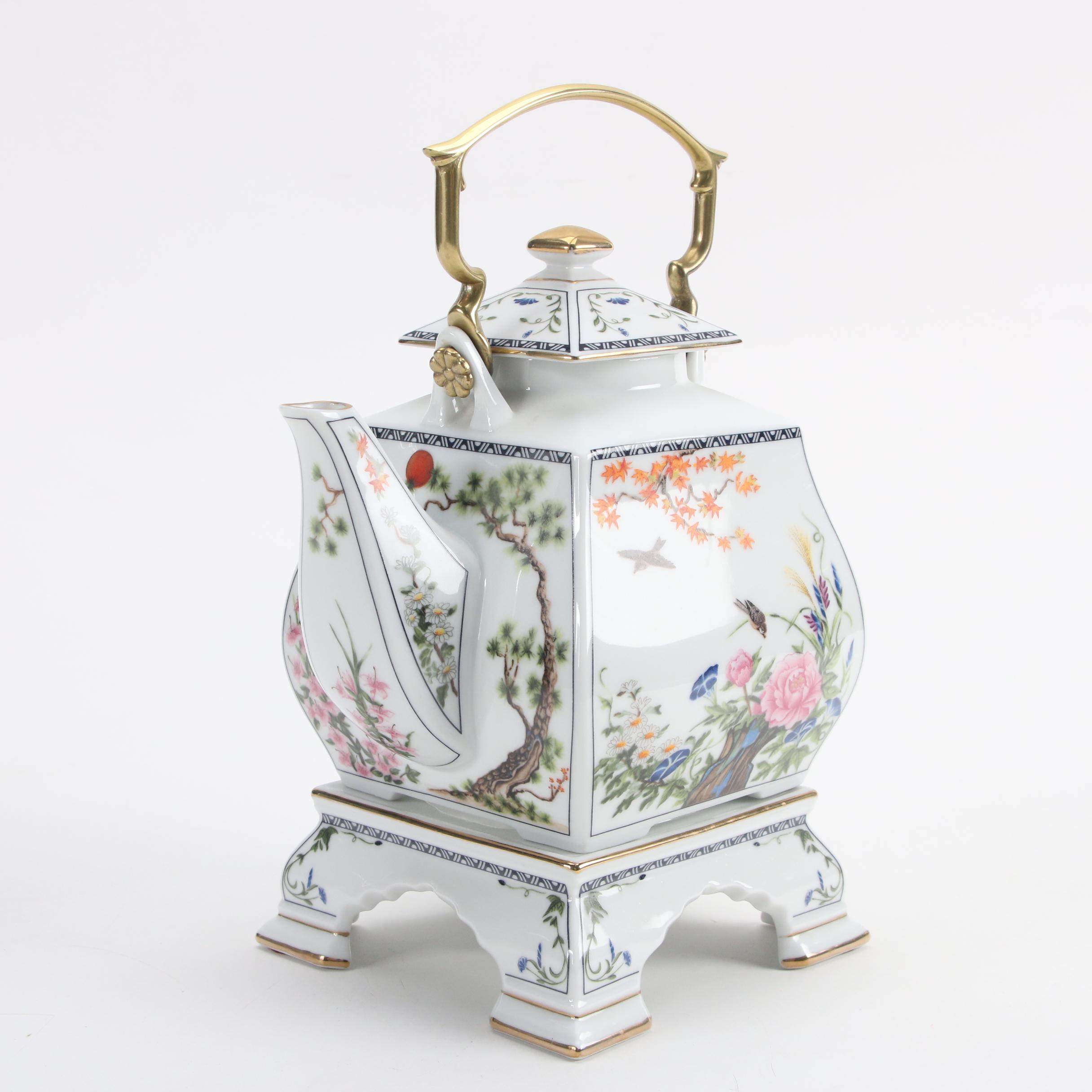 Franklin Mint "Birds and Flowers of the Orient" Porcelain Tea Set, 1986