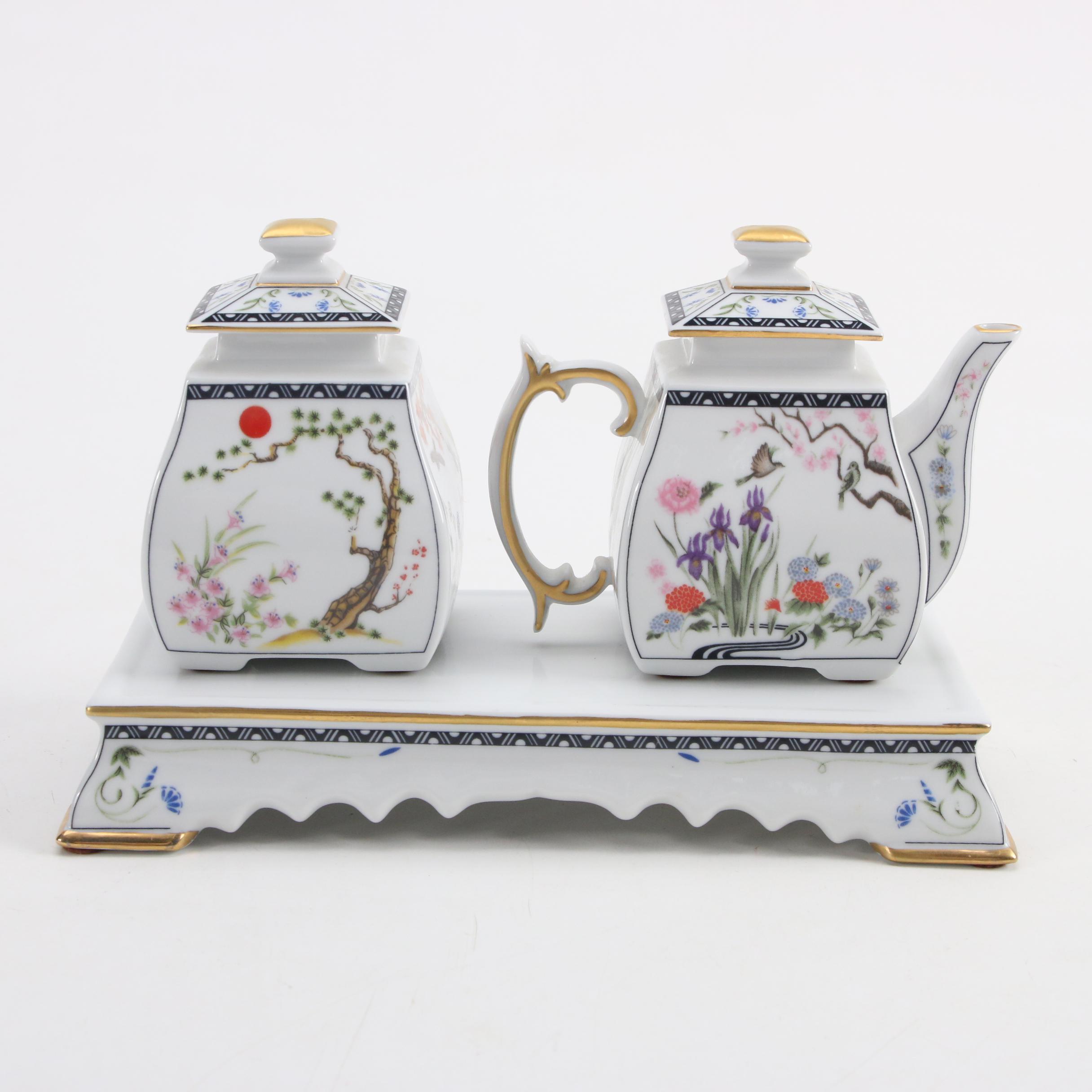Franklin Mint "Birds and Flowers of the Orient" Porcelain Tea Set, 1986