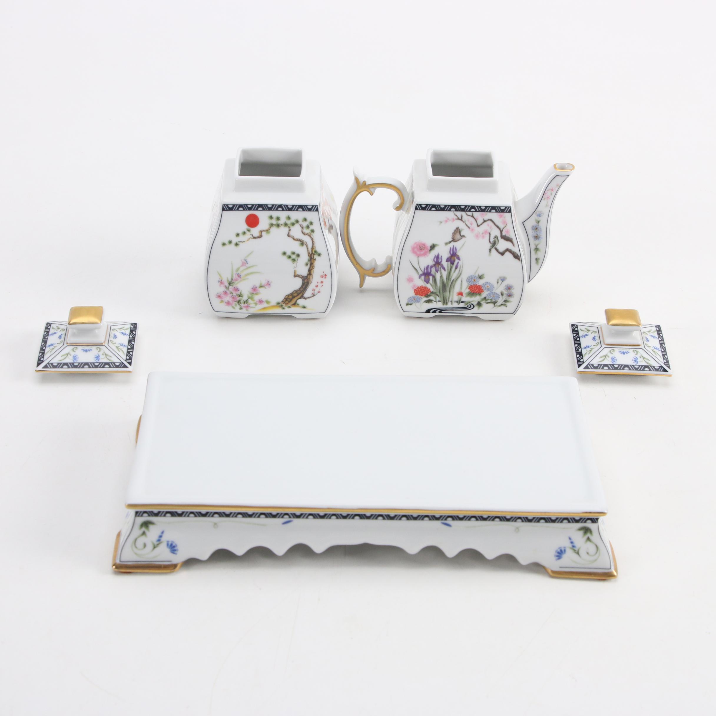 Franklin Mint "Birds and Flowers of the Orient" Porcelain Tea Set, 1986