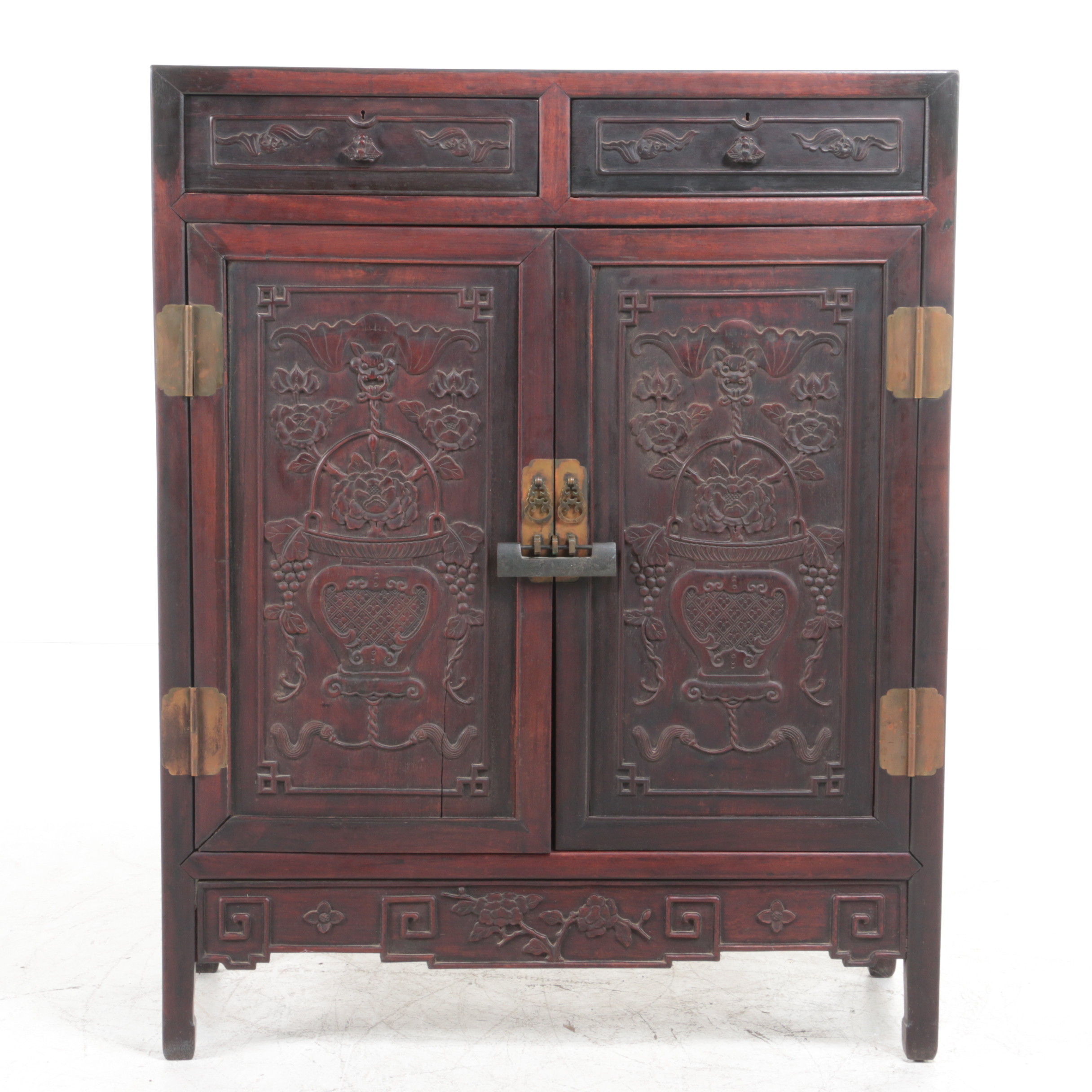 Chinese Carved Hardwood Cabinet, Late 19th/Early 20th Century