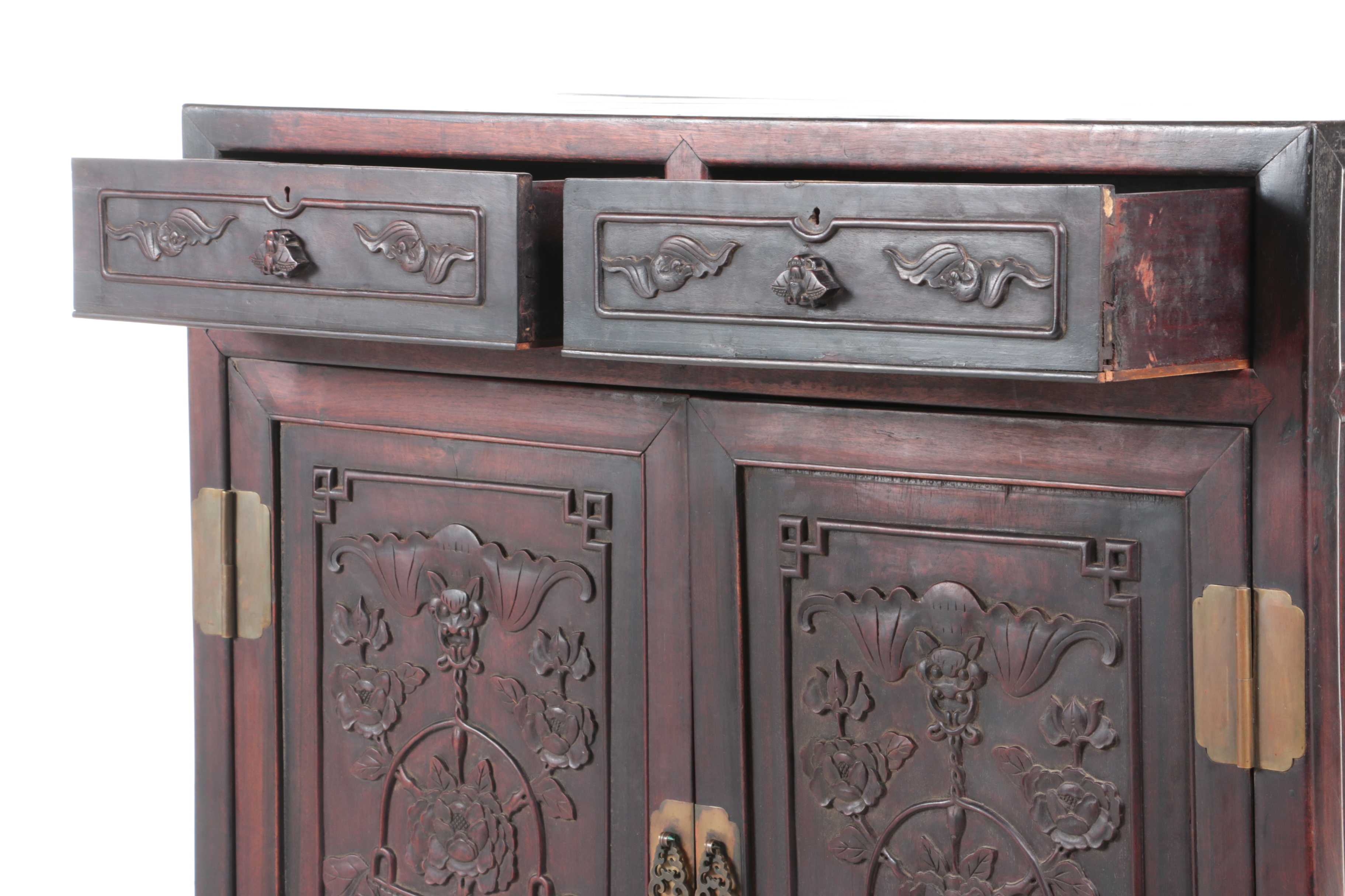 Chinese Carved Hardwood Cabinet, Late 19th/Early 20th Century
