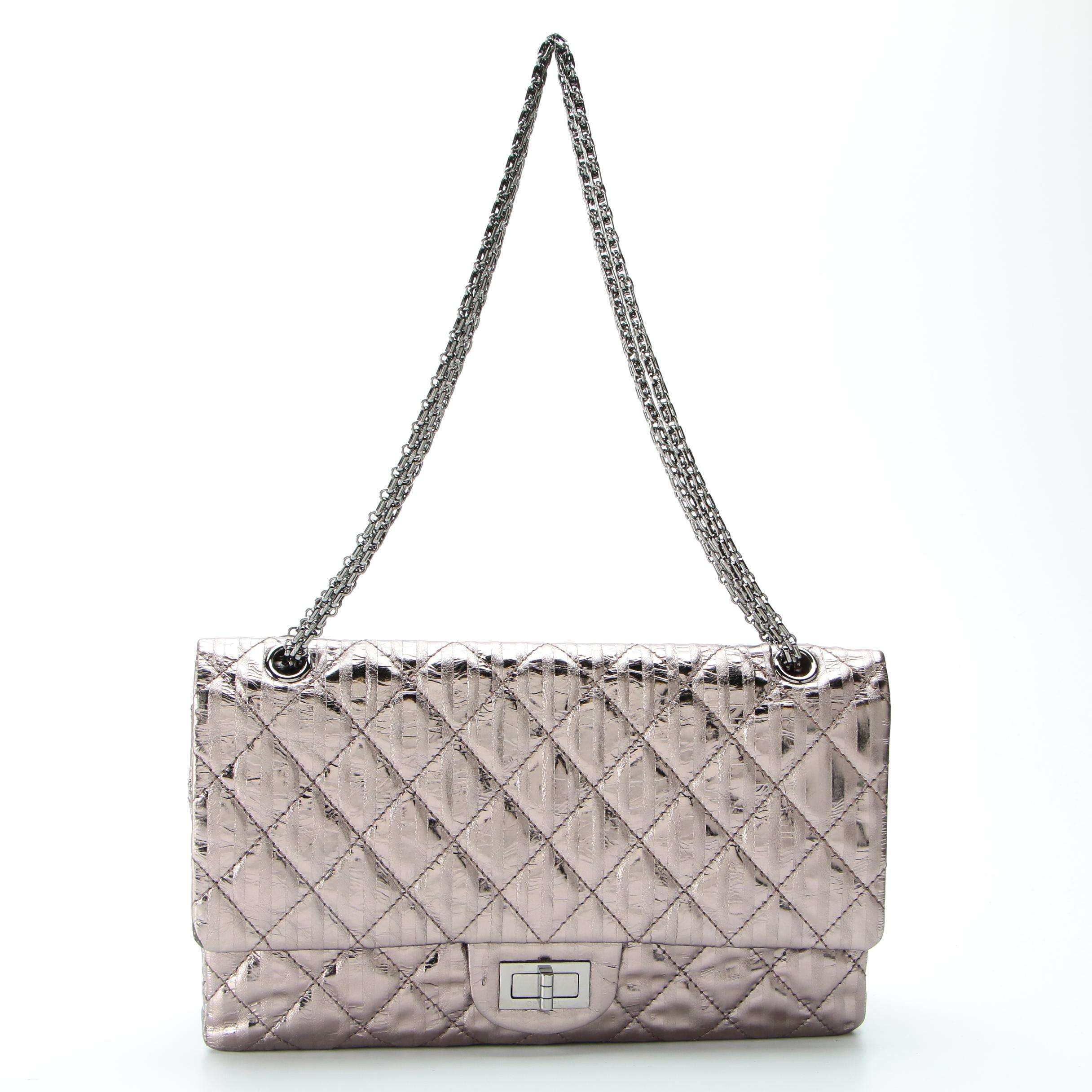 Chanel Rayures Reissue 2.55 Quilted Flap Bag in Metallic Calfskin