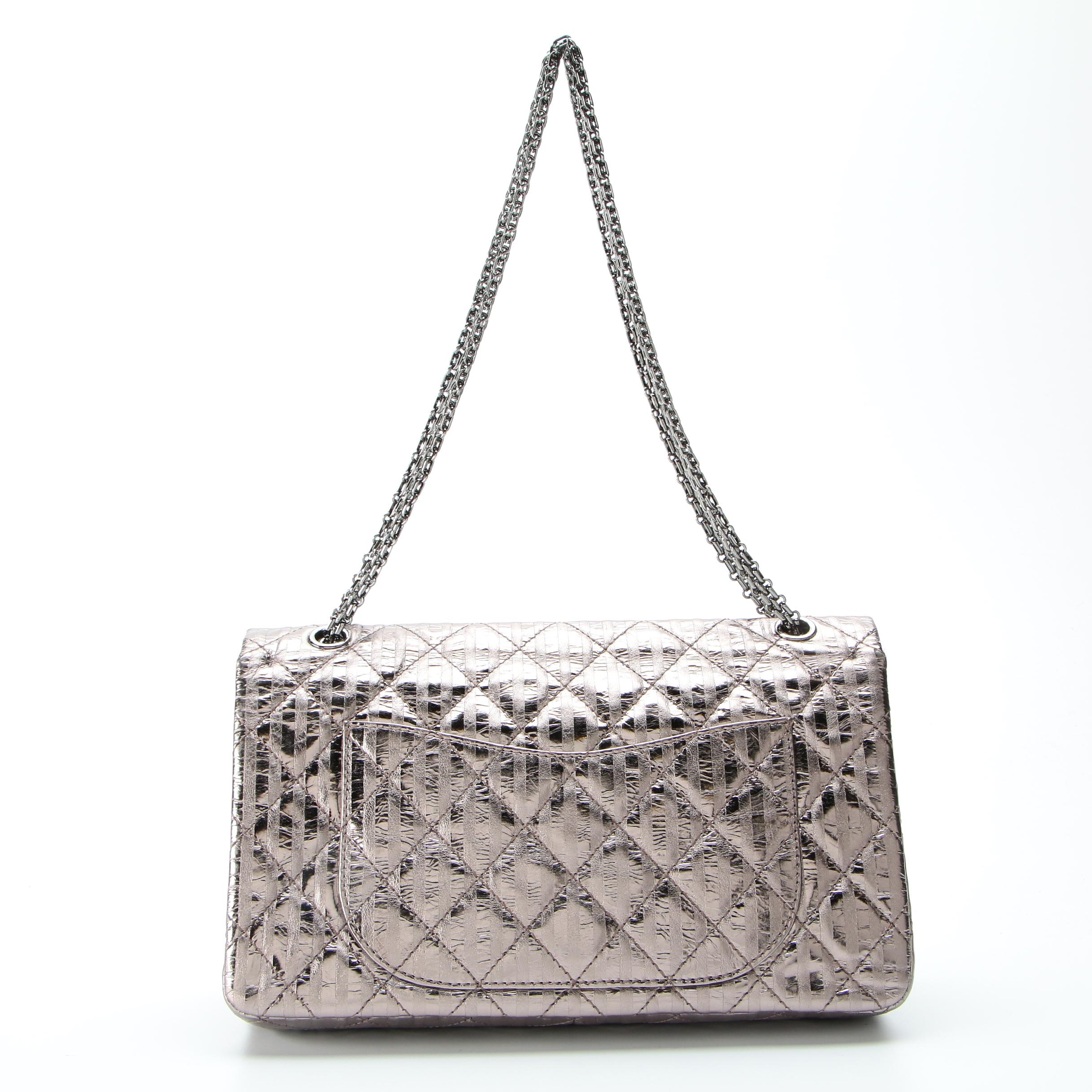 Chanel Rayures Reissue 2.55 Quilted Flap Bag in Metallic Calfskin