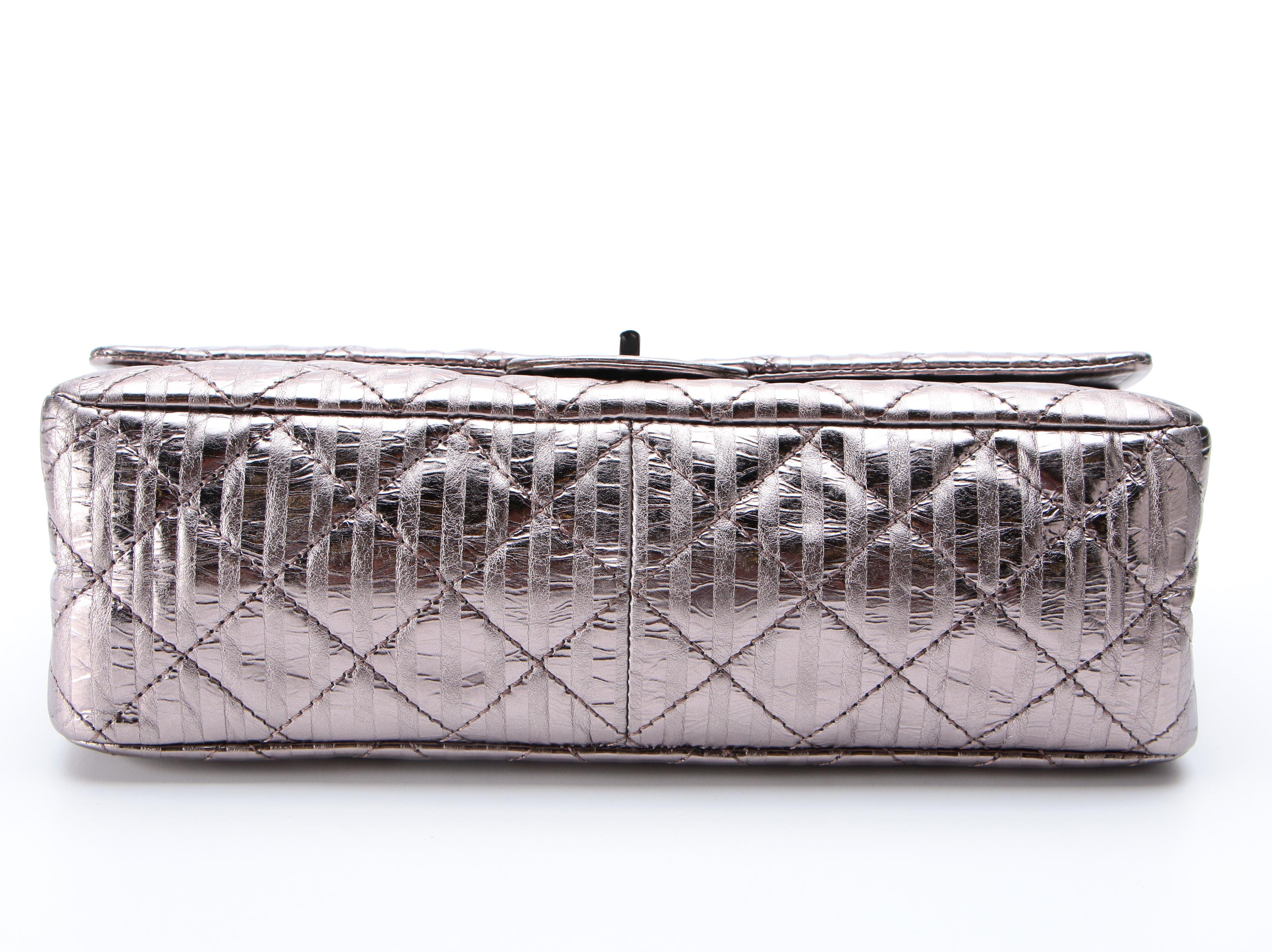 Chanel Rayures Reissue 2.55 Quilted Flap Bag in Metallic Calfskin
