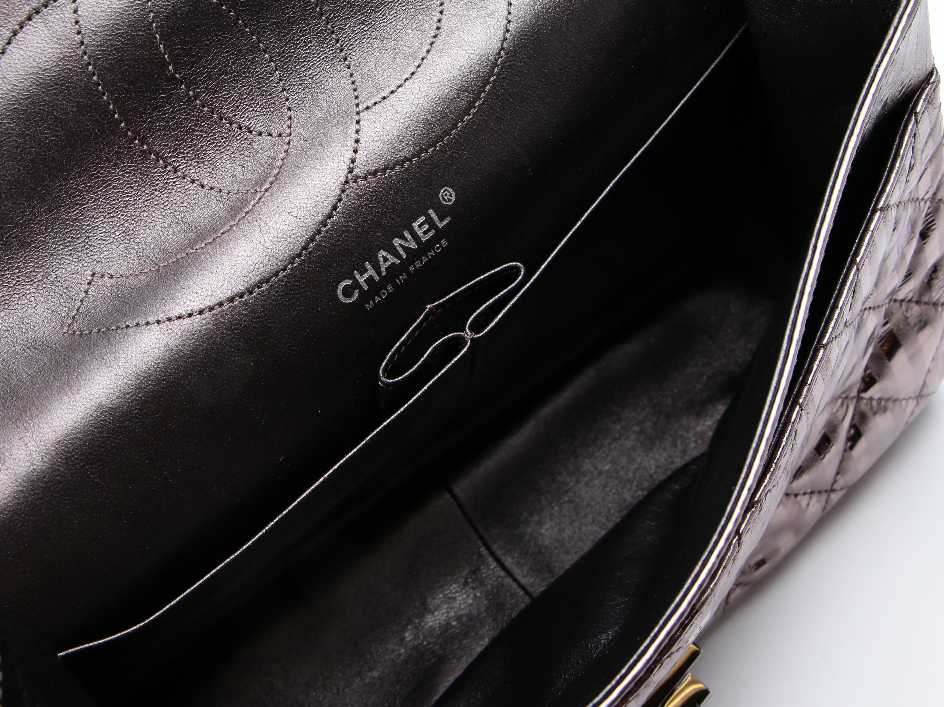 Chanel Rayures Reissue 2.55 Quilted Flap Bag in Metallic Calfskin