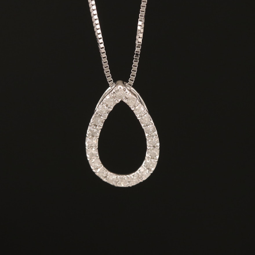 14K 0.12 CTW Diamond Teardrop Pendant Necklace