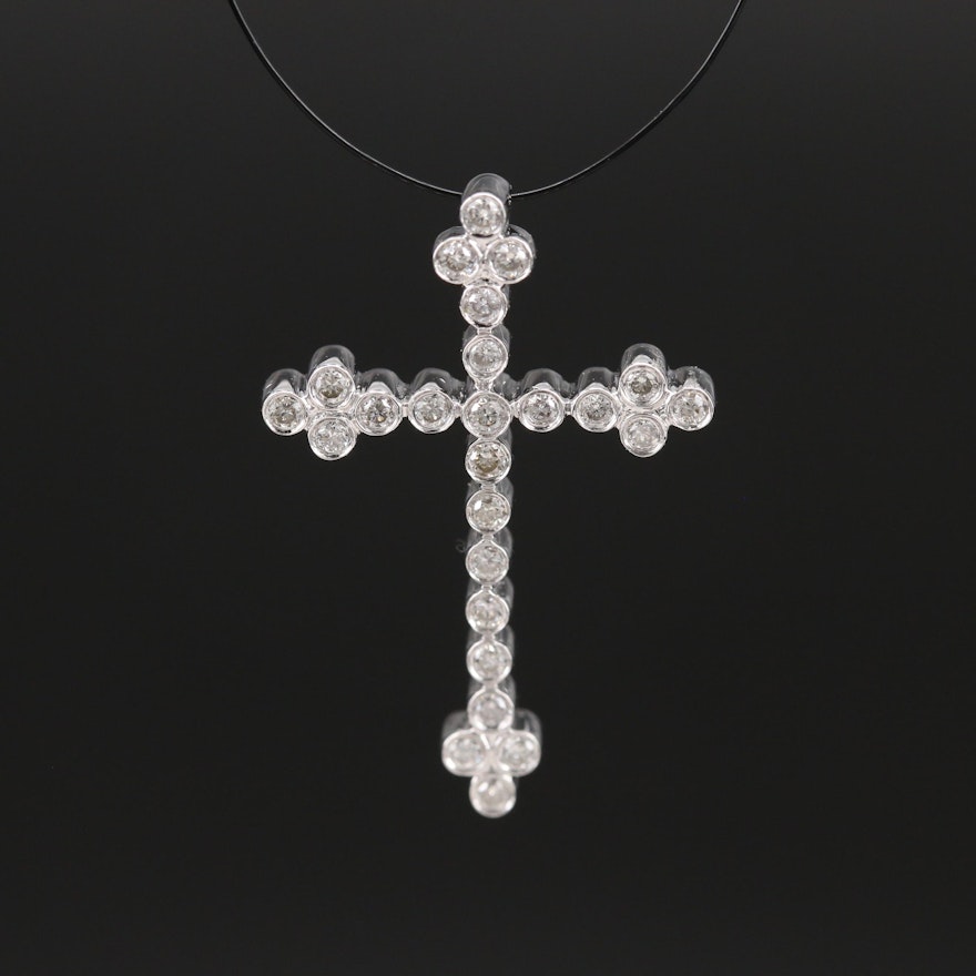 14K 0.25 CTW Diamond Cross Pendant