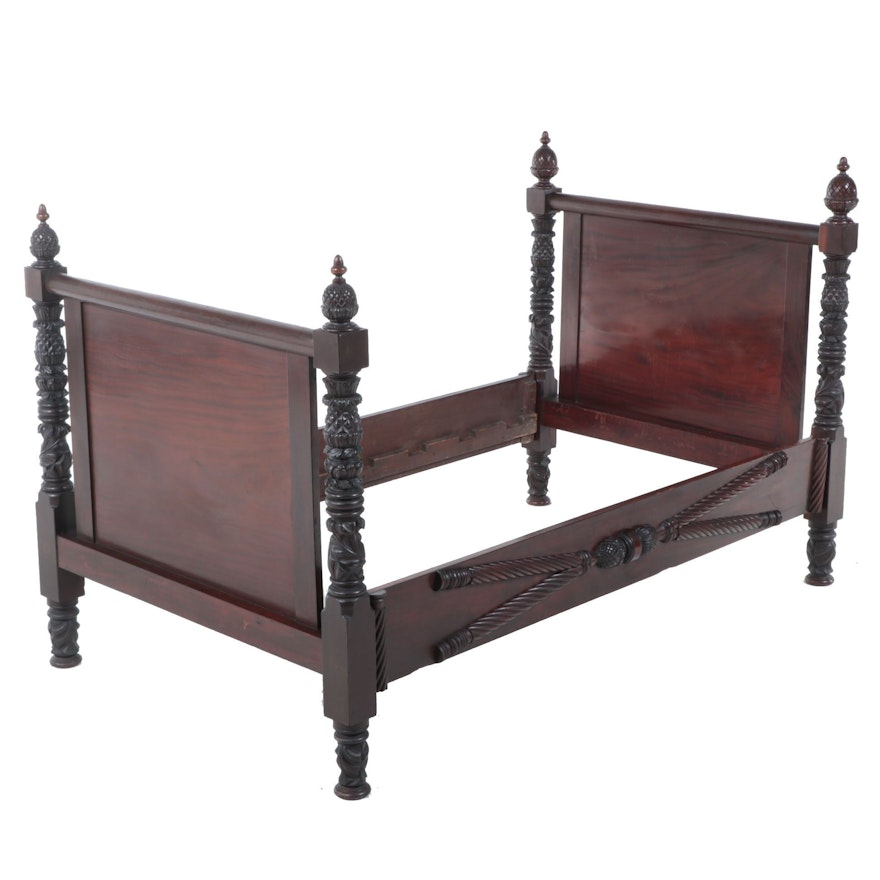 American Classical Revival Carved Mahogany Bed Frame, Late 19th Century