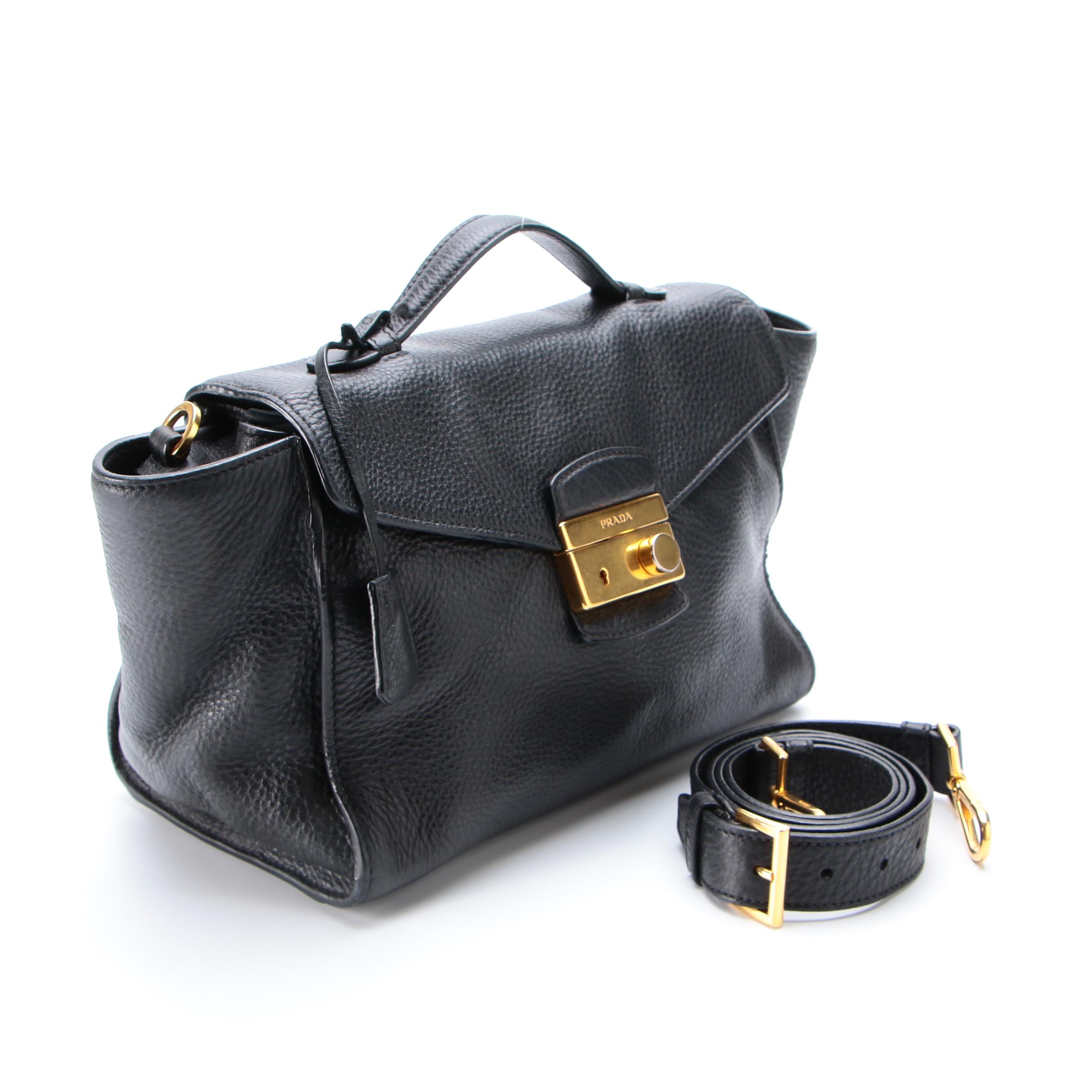 Prada Black Daino Leather Two-Way Bag