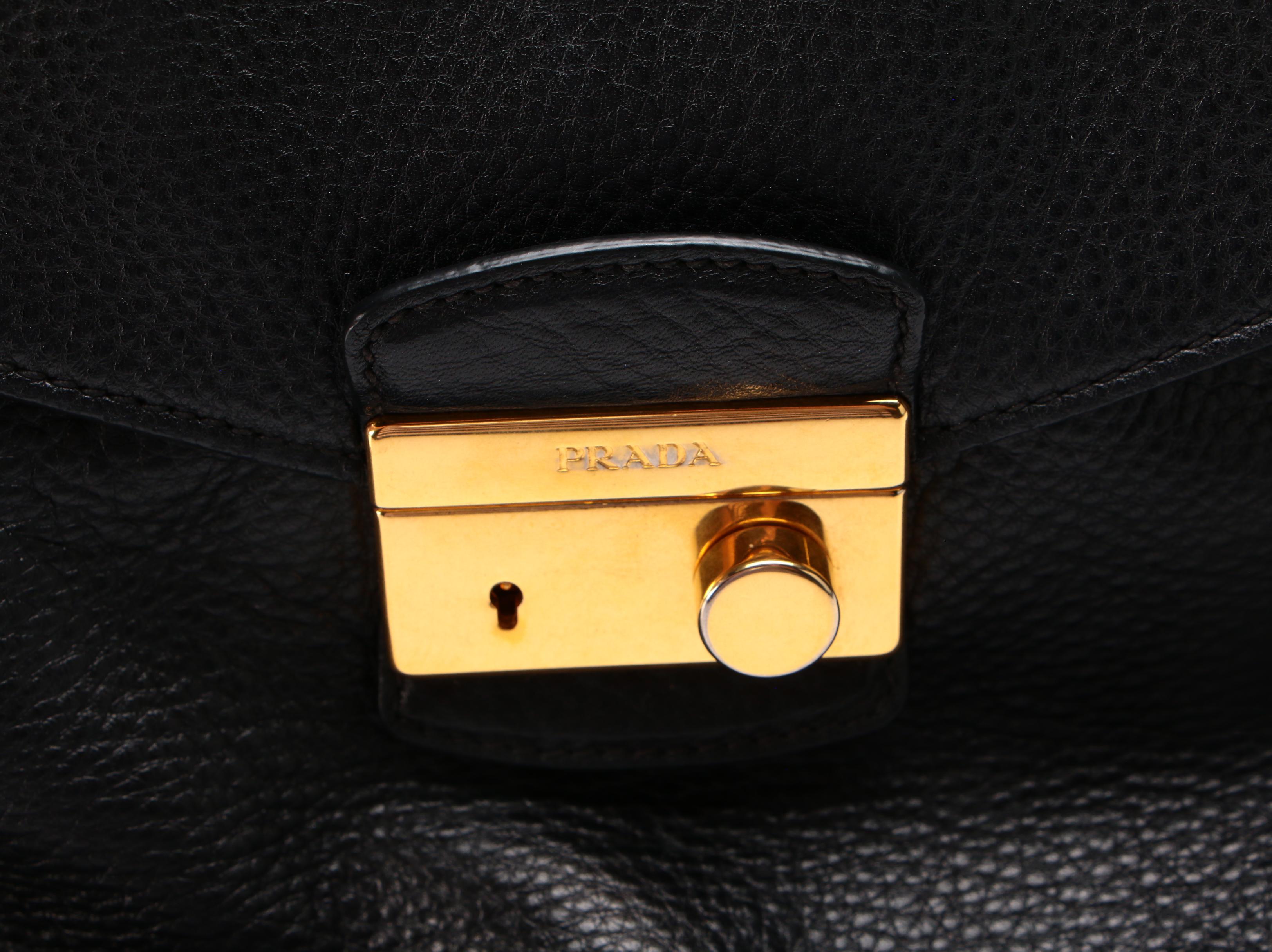 Prada Black Daino Leather Two-Way Bag
