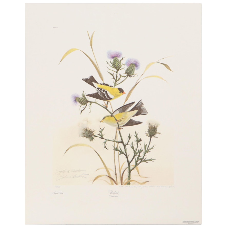 John A. Ruthven Offset Lithograph "Goldfinch," Late 20th Century