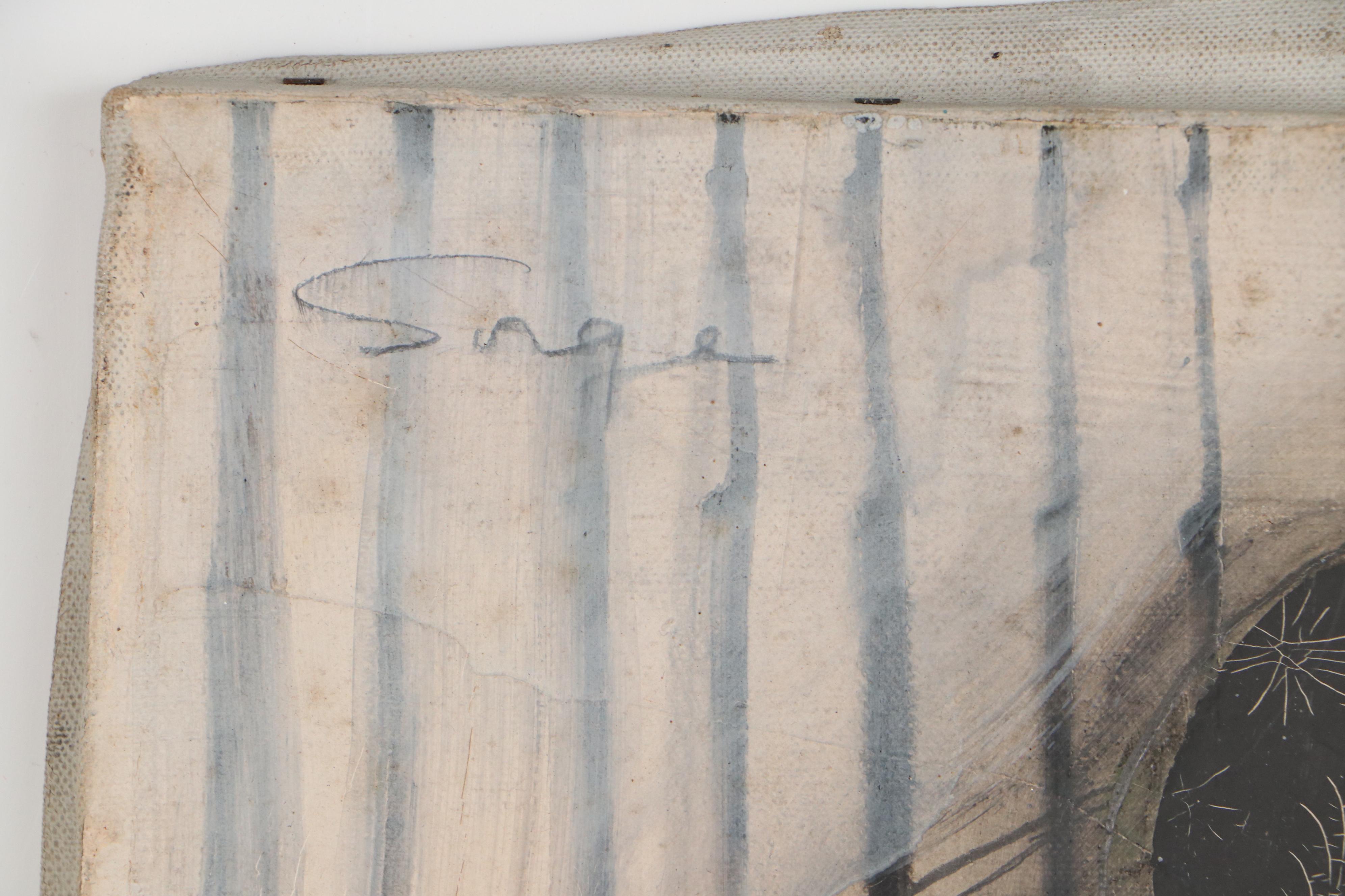 Walter Sorge Abstract Geometric Mixed Media Oil Painting "Figures in Grey," 1963