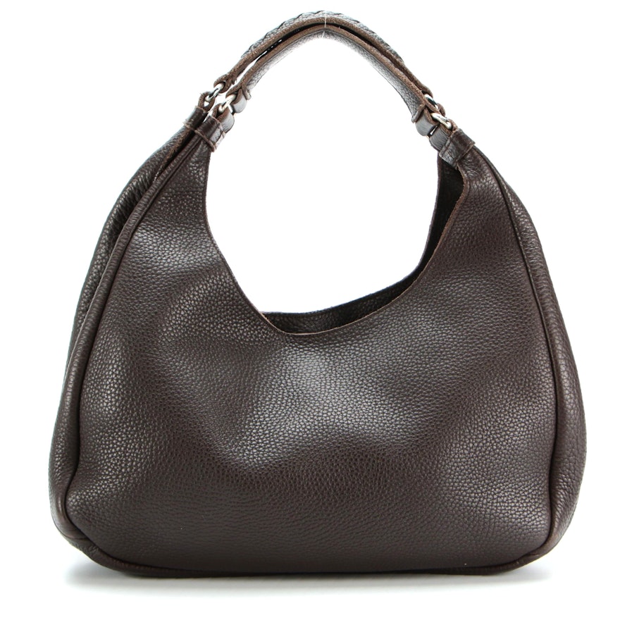 Bottega Veneta Brown Grained Leather Shoulder Bag