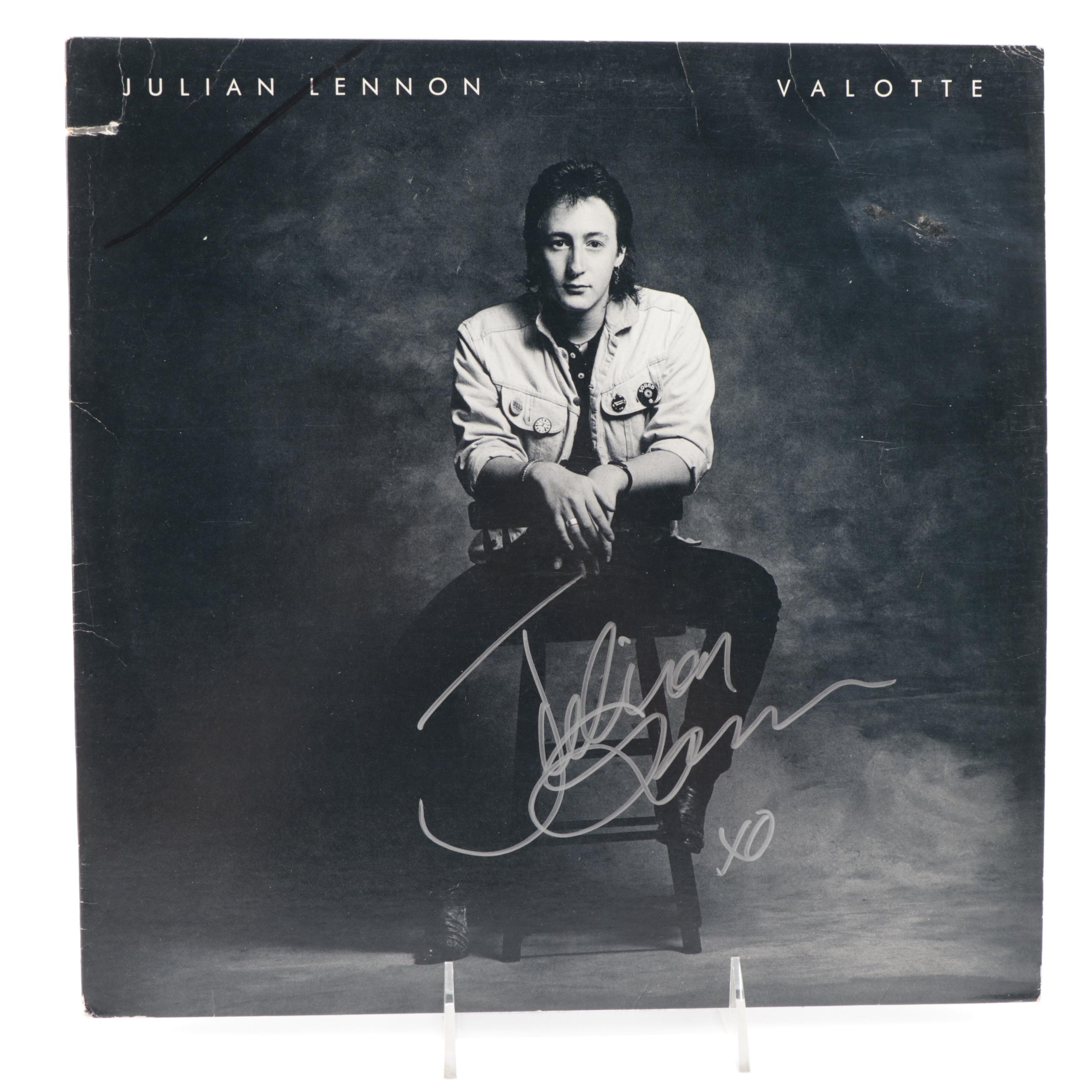 George Harrison, Julian Lennon Signed Vinyl LP Records