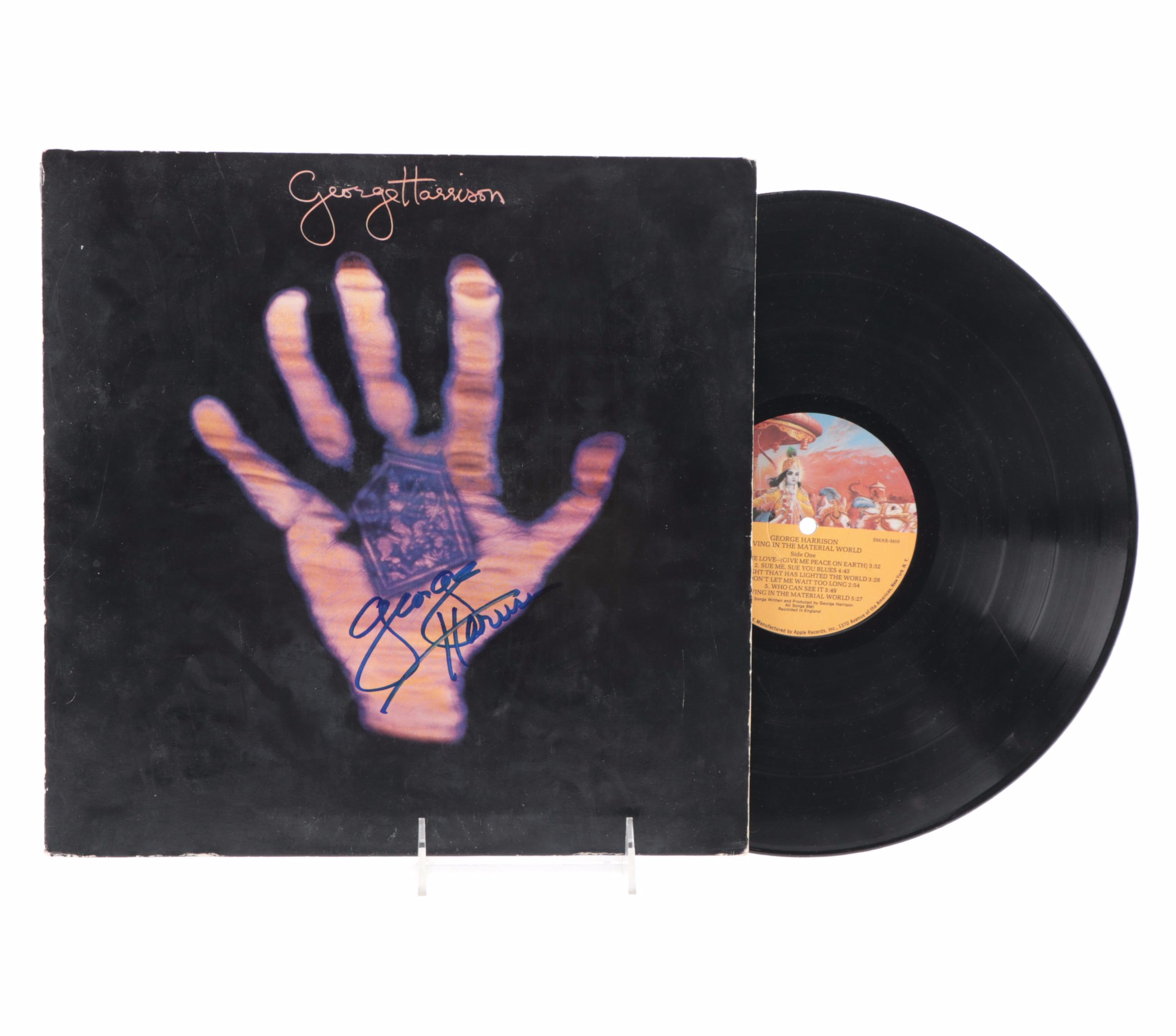 George Harrison, Julian Lennon Signed Vinyl LP Records