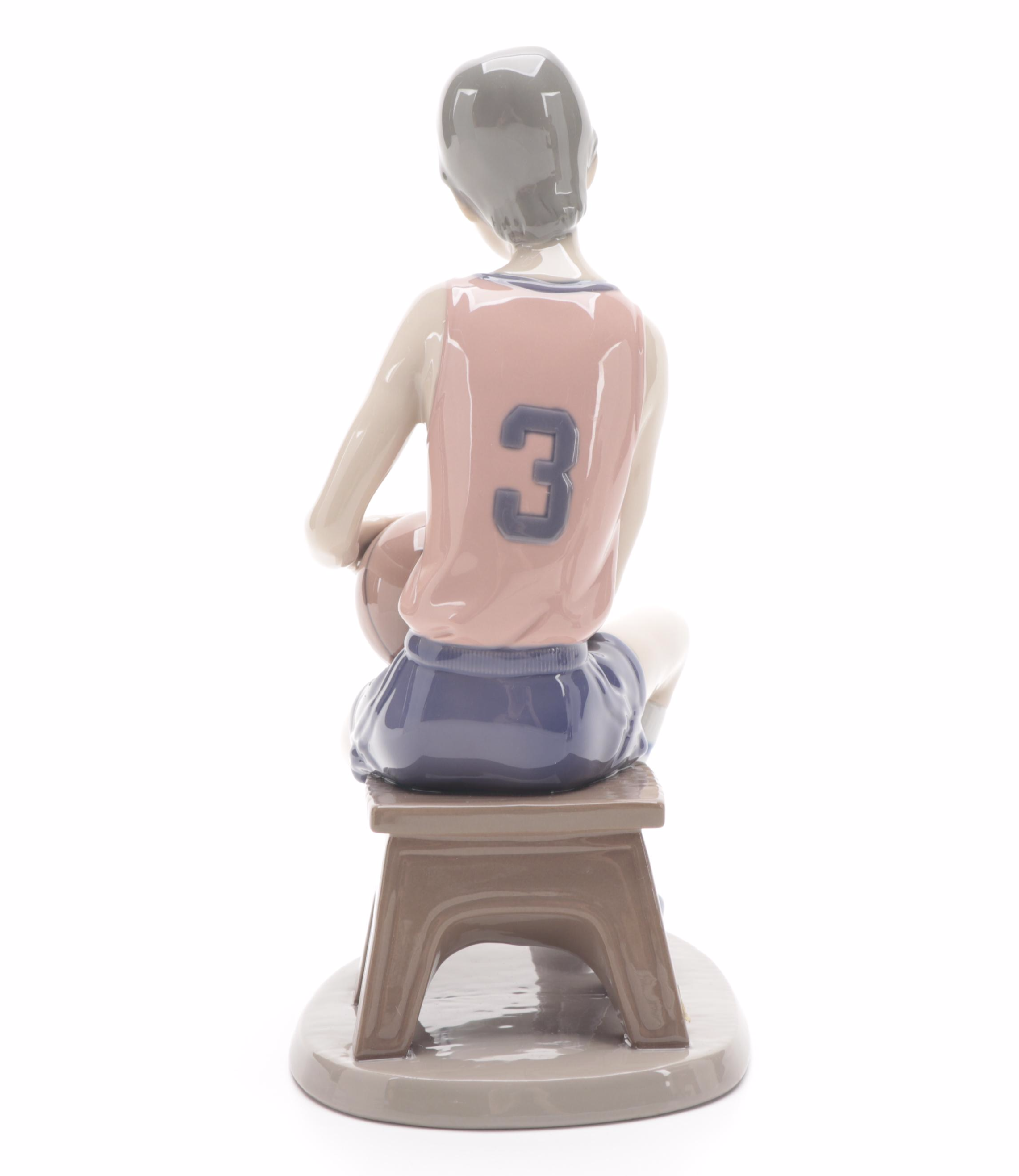 Lladró "Basketball Player" and "Football Star" Porcelain Figurines, 1993