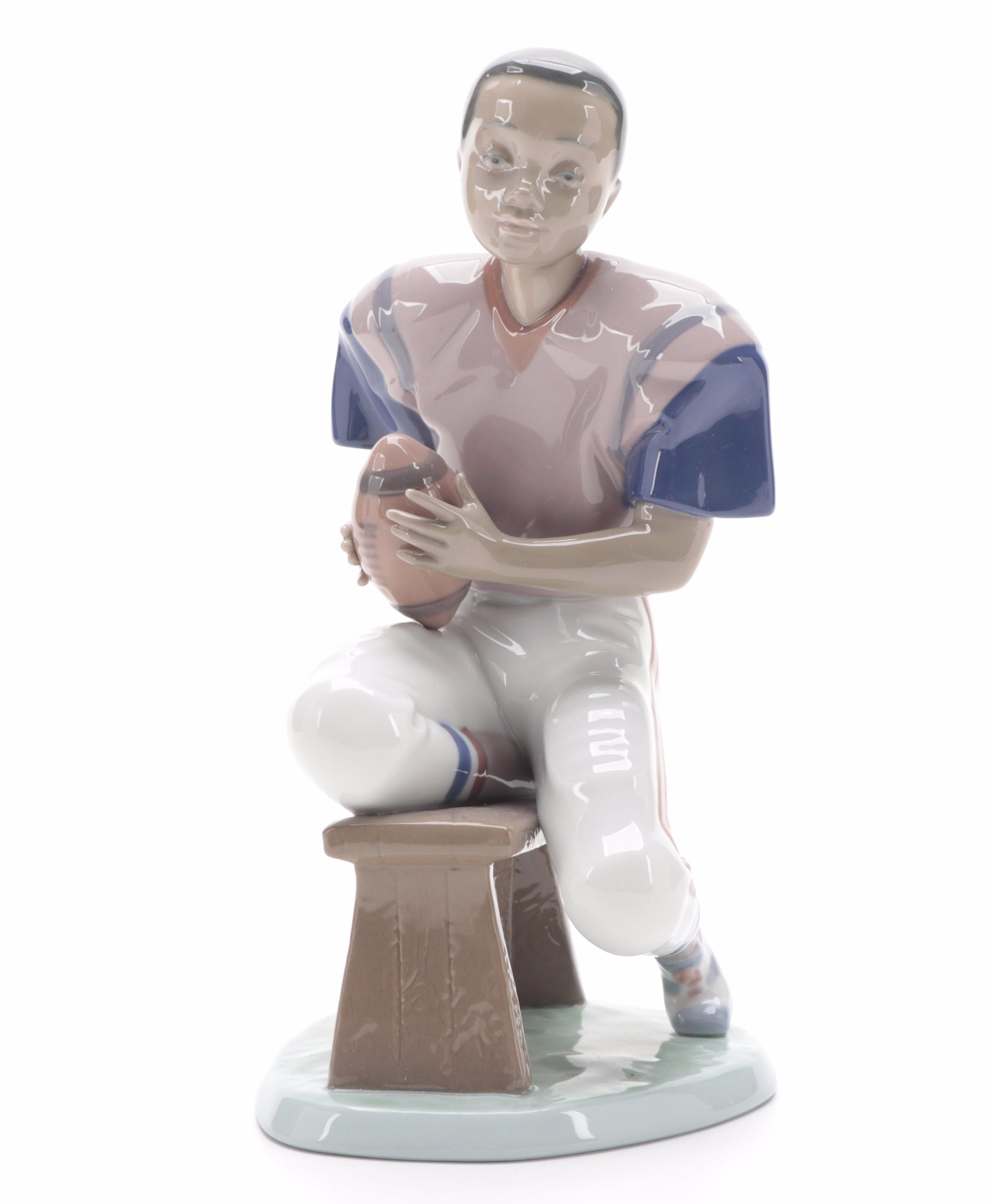 Lladró "Basketball Player" and "Football Star" Porcelain Figurines, 1993