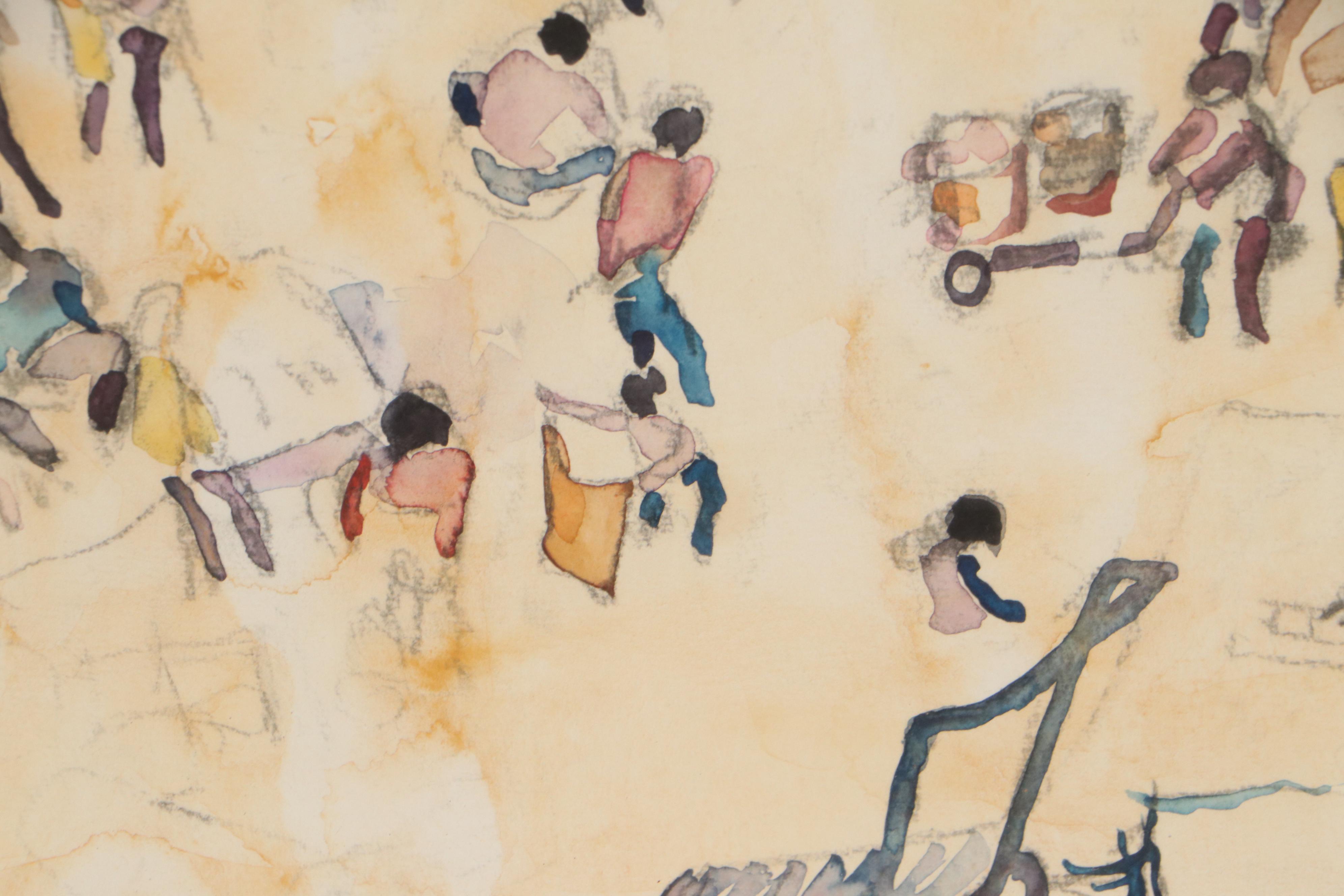 Walter Sorge Watercolor Painting "Cat Street Bazaar - Hong Kong," Circa 1974