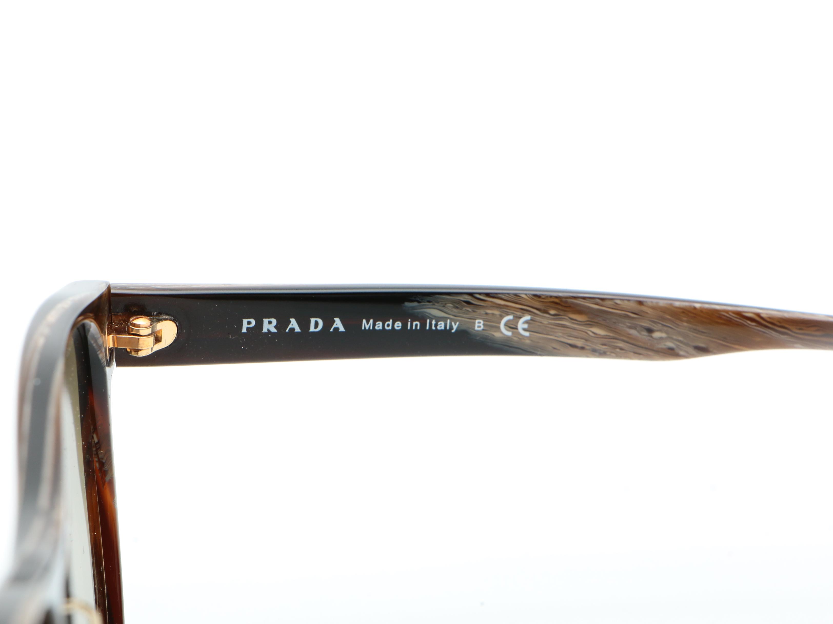 Prada SPR 09U Double Bridged Horn-Rimmed Sunglasses