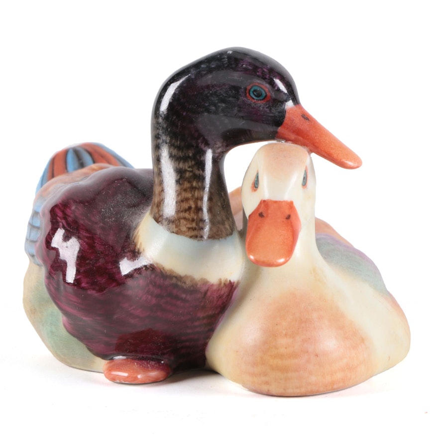 Herend "Pair of Ducks" Hand-Painted Porcelain Figurine