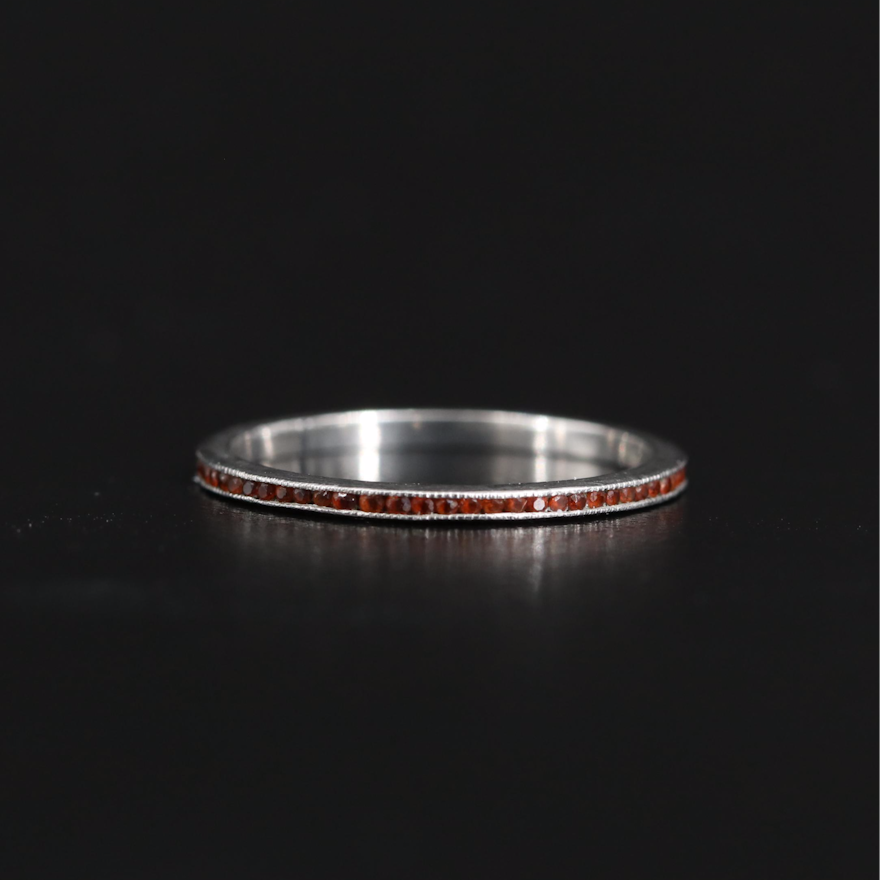 Platinum Garnet Eternity Band