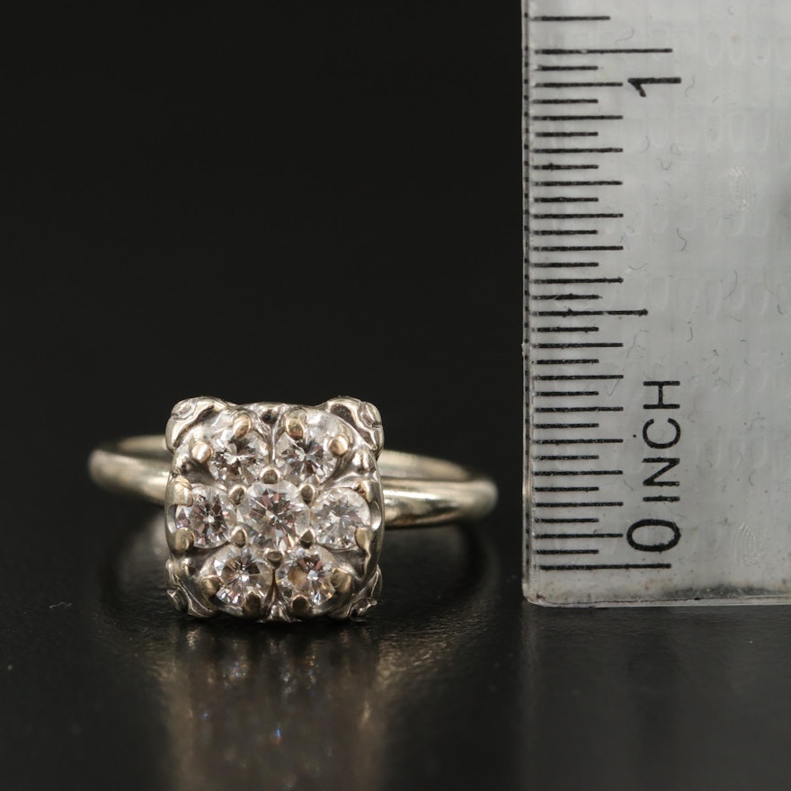 Vintage 14K 0.76 CTW Diamond Cluster Ring