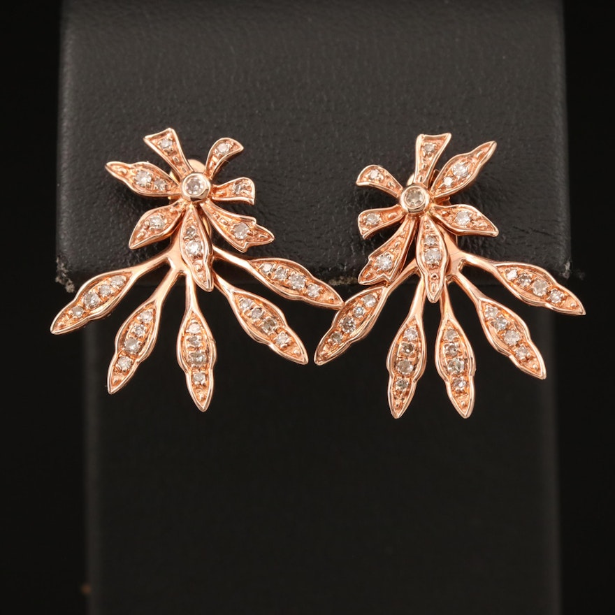 14K Rose Gold 0.37 CTW Diamond Floral Earrings with Enhancers