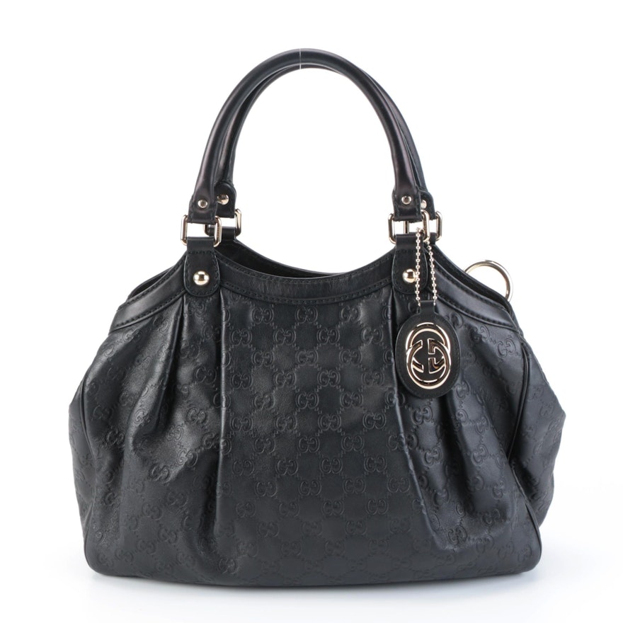 Gucci Sukey Handbag in Black Guccissima Leather
