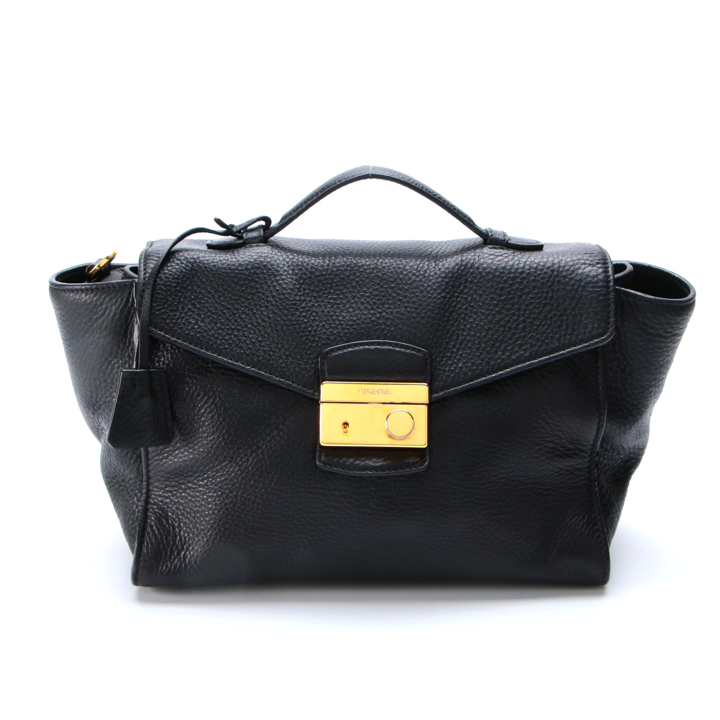 Prada Black Daino Leather Two-Way Bag