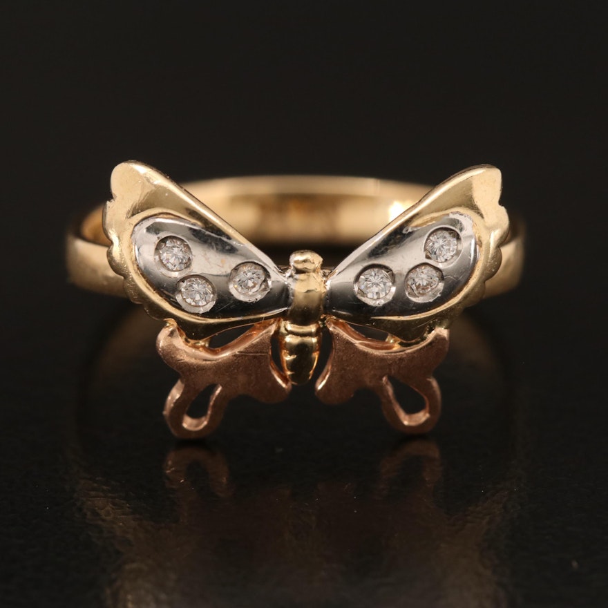 14K Cubic Zirconia Butterfly Ring