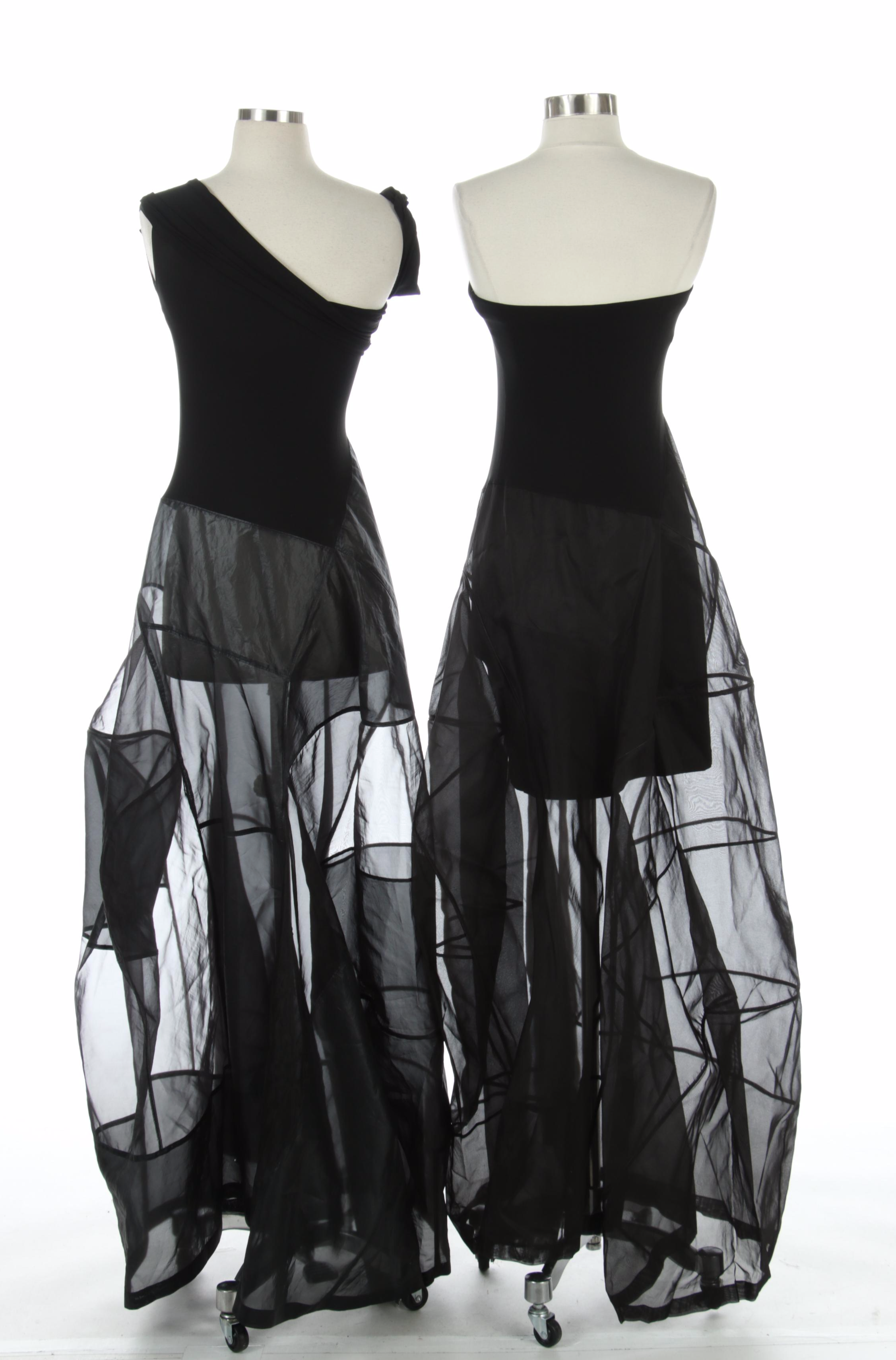 Donna Karan New York Black Jersey and Sheer Occasion Dresses