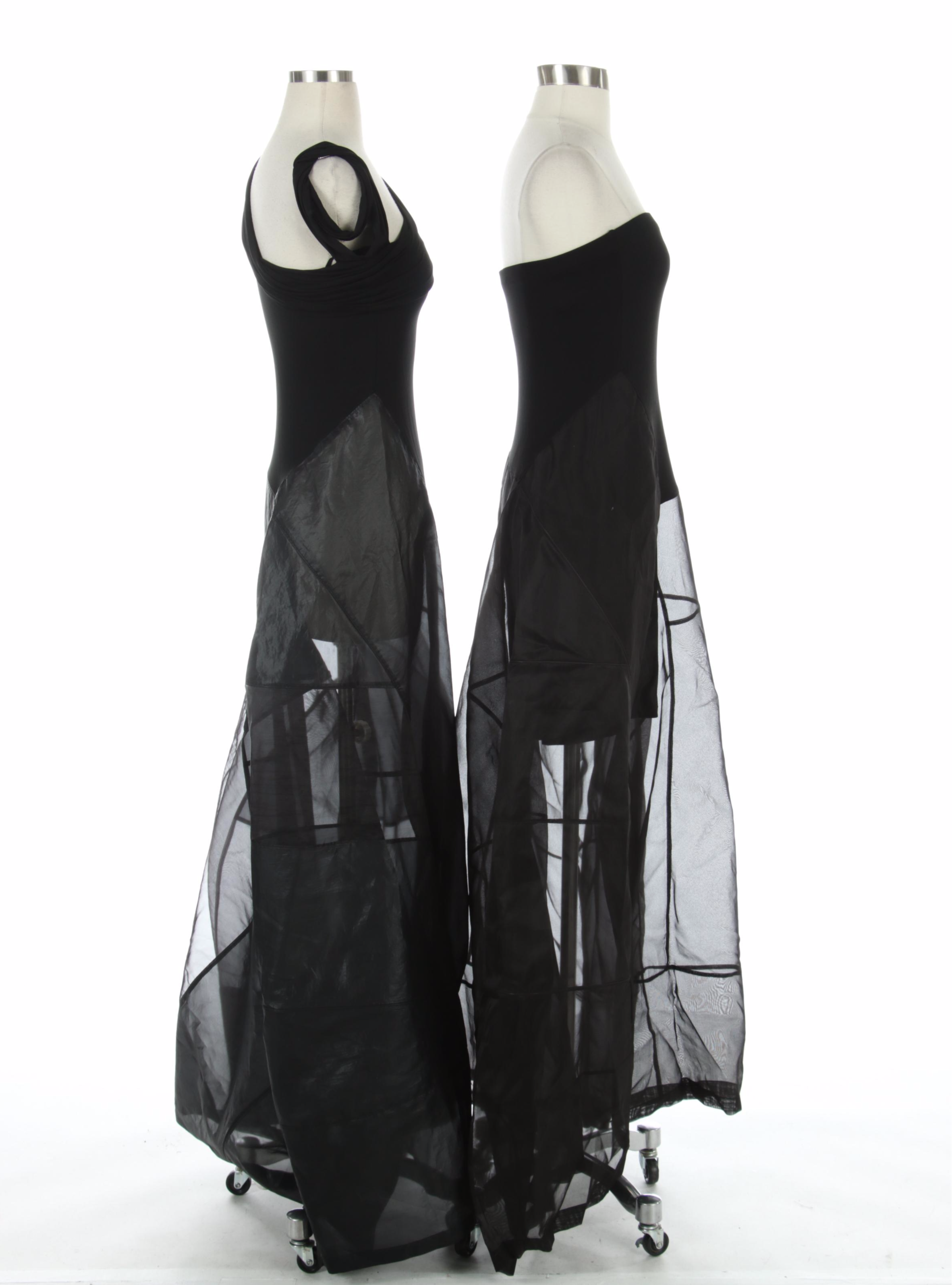 Donna Karan New York Black Jersey and Sheer Occasion Dresses