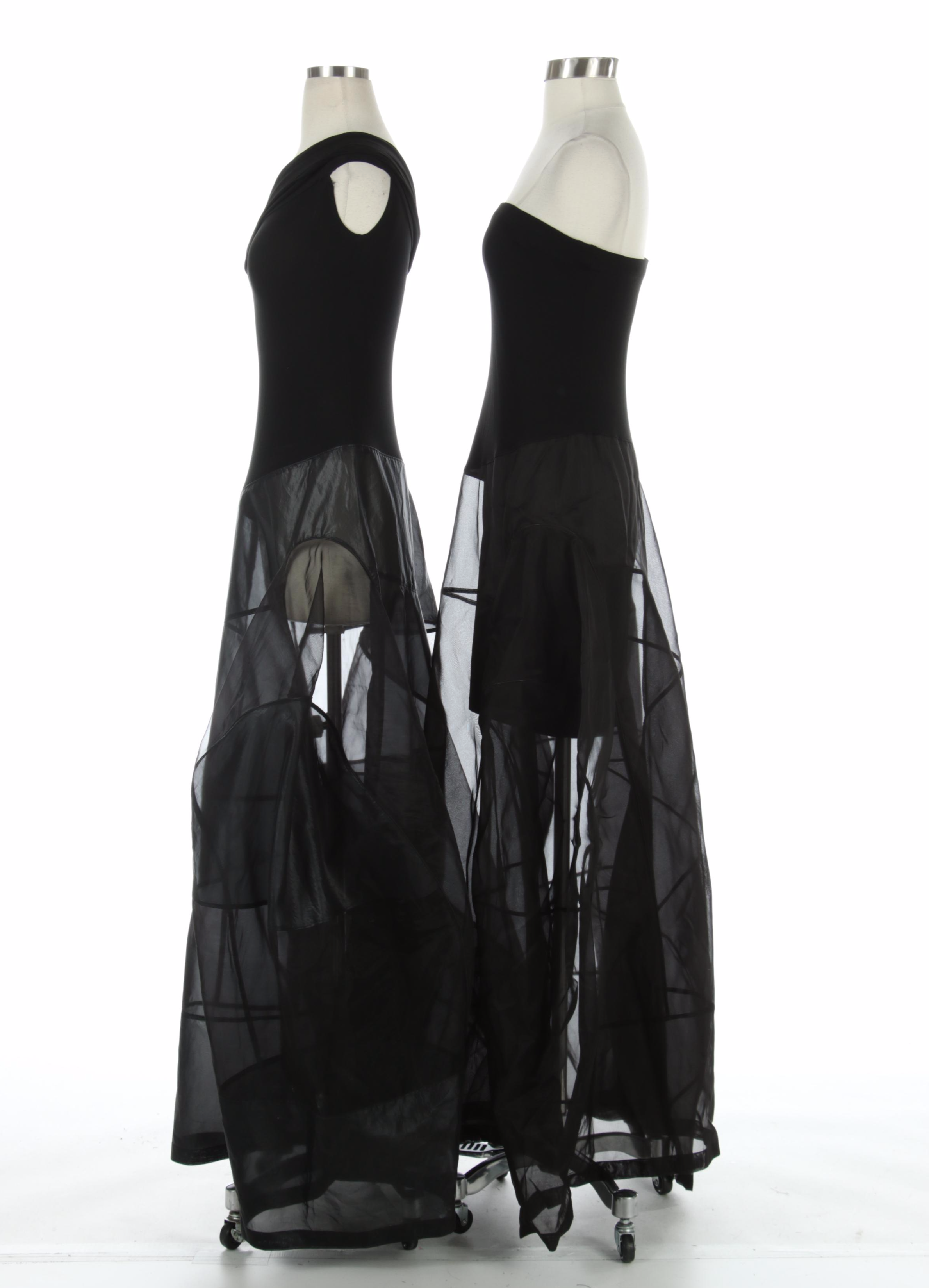 Donna Karan New York Black Jersey and Sheer Occasion Dresses