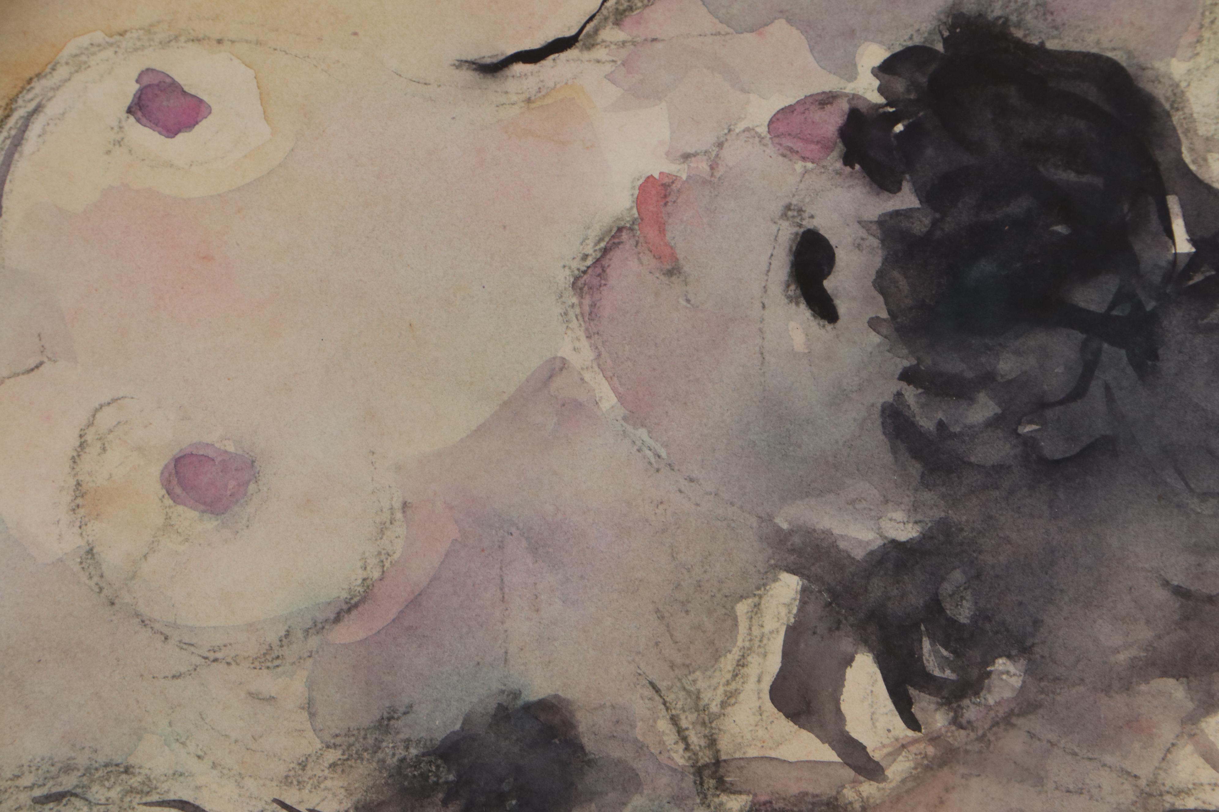 Walter Sorge Watercolor Painting "Reclining Nude," Late 20th century