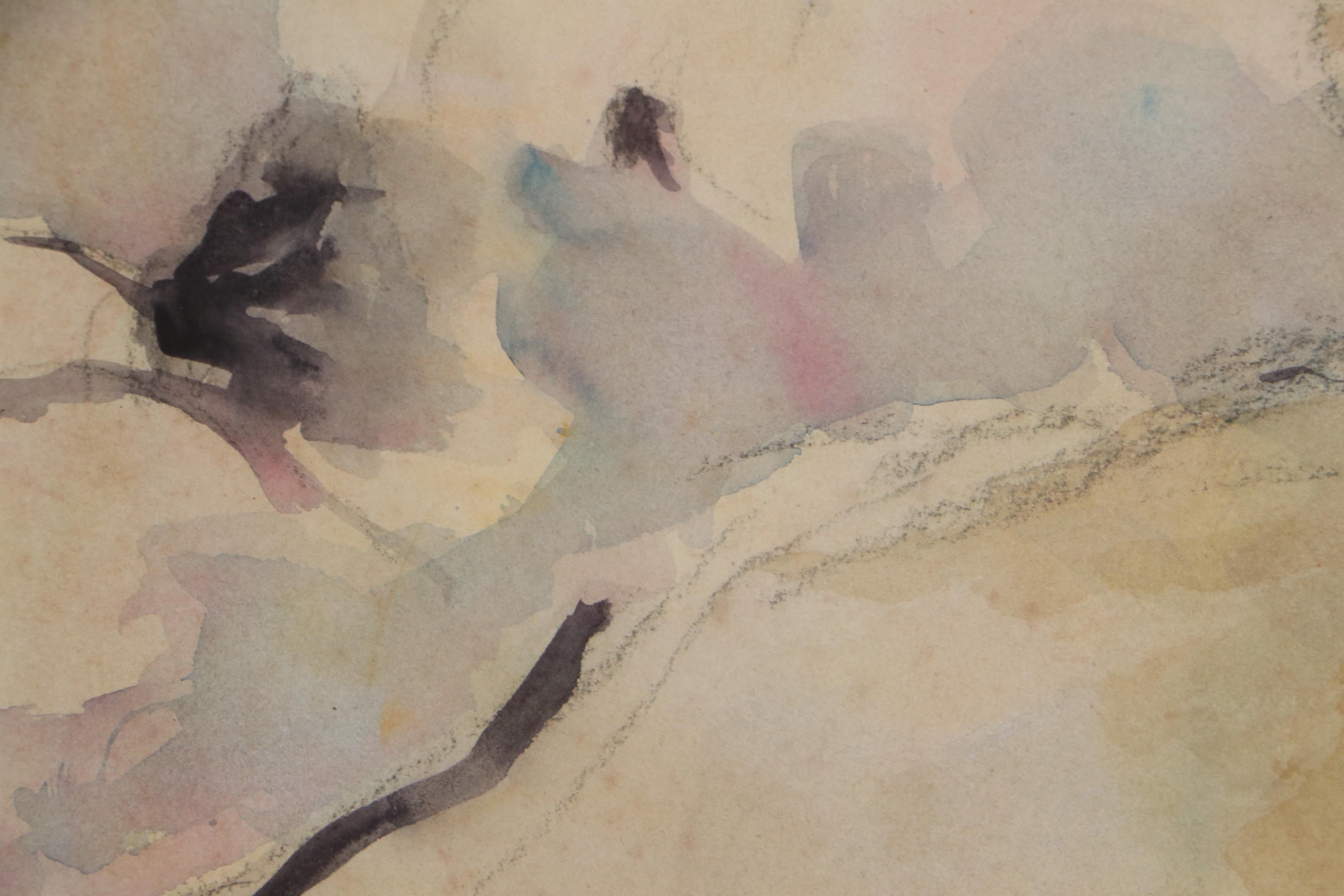 Walter Sorge Watercolor Painting "Reclining Nude," Late 20th century