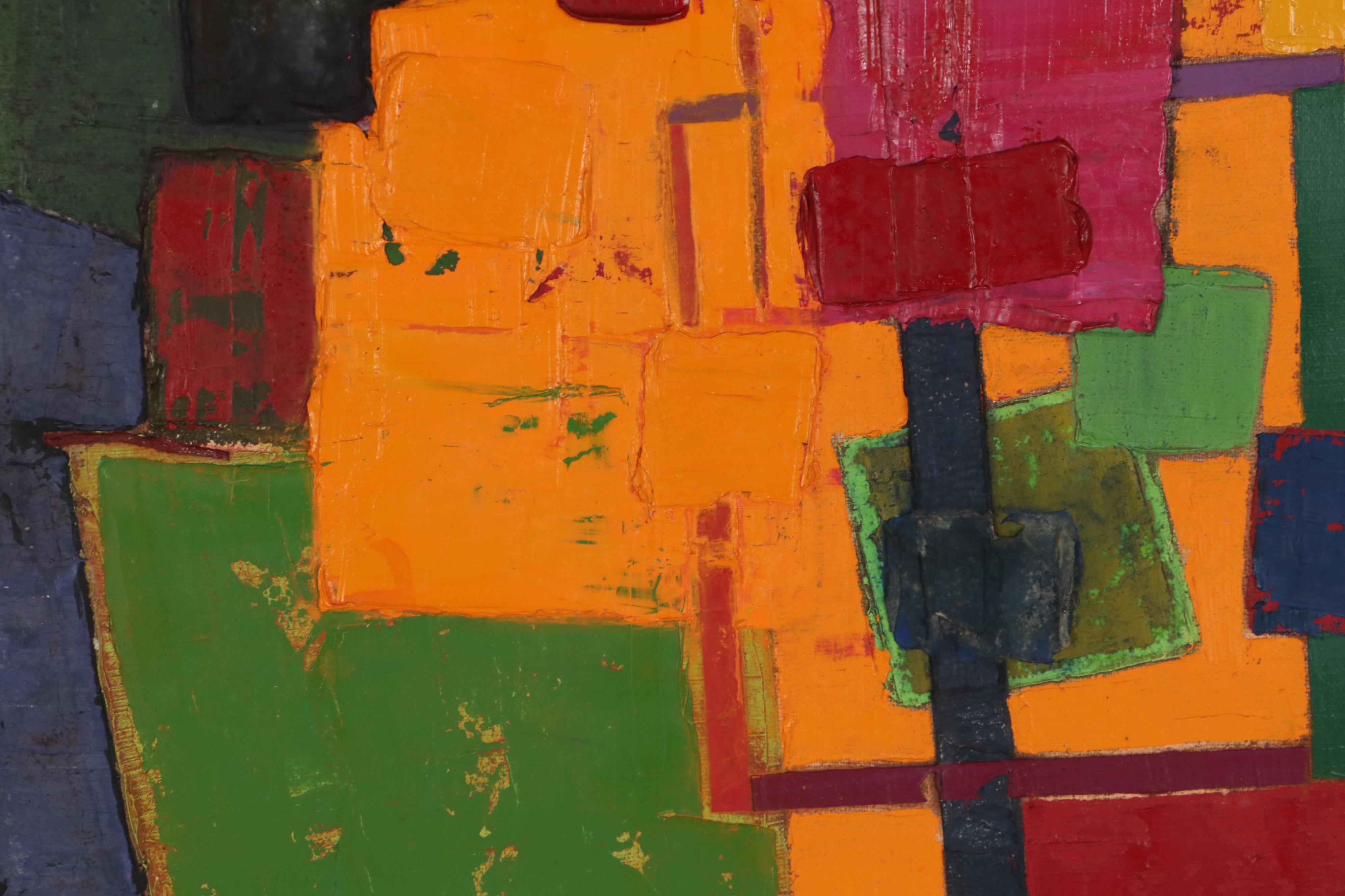 Walter Sorge Geometric Impasto Color Field Oil Painting, Late 20th Century