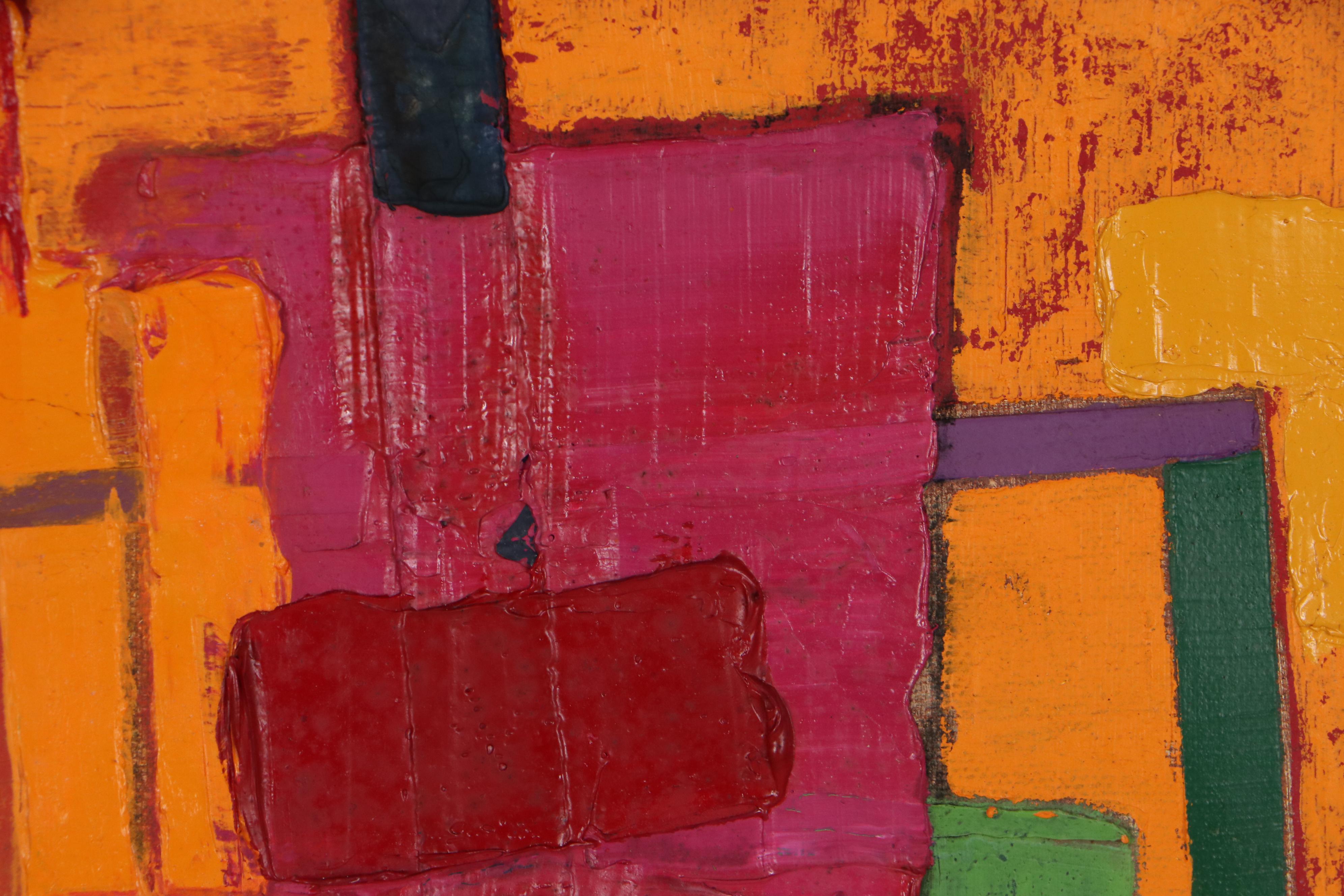 Walter Sorge Geometric Impasto Color Field Oil Painting, Late 20th Century