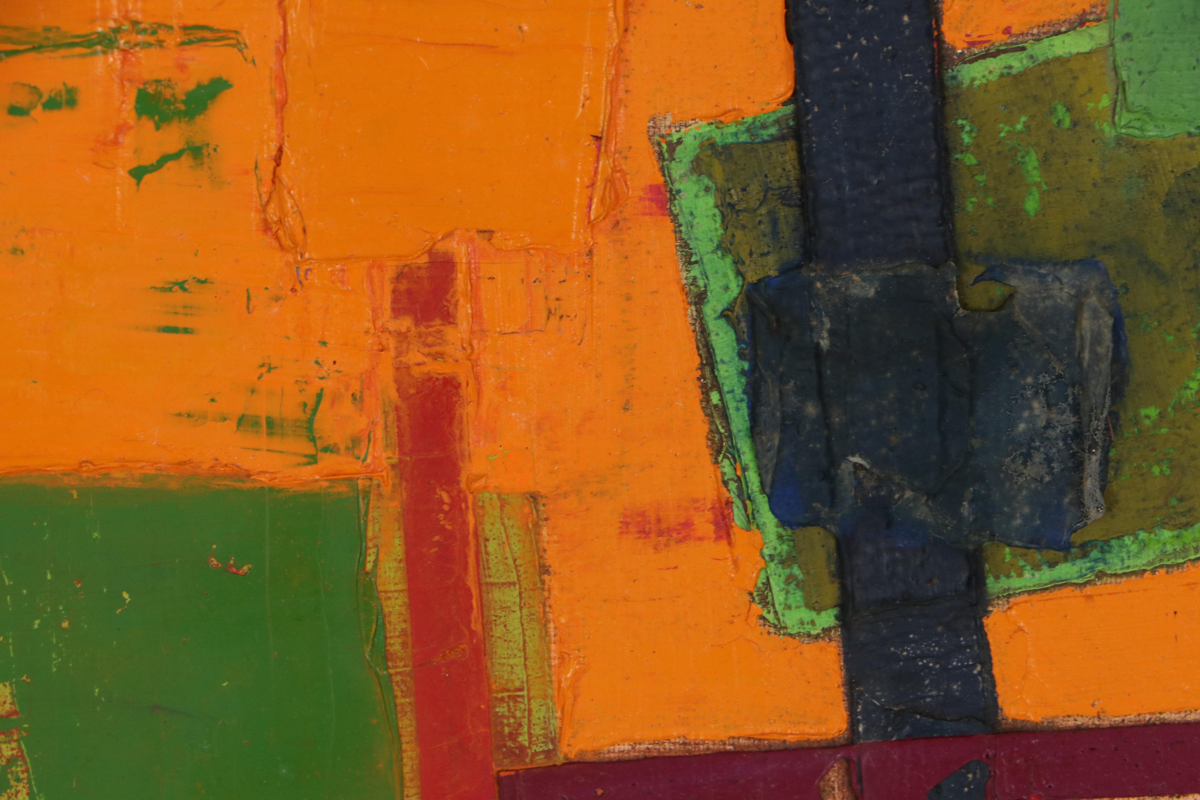 Walter Sorge Geometric Impasto Color Field Oil Painting, Late 20th Century