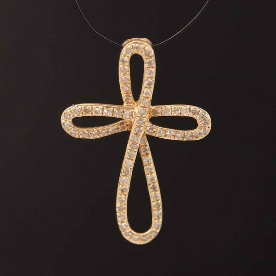 14K 0.17 CTW Diamond Cross Pendant