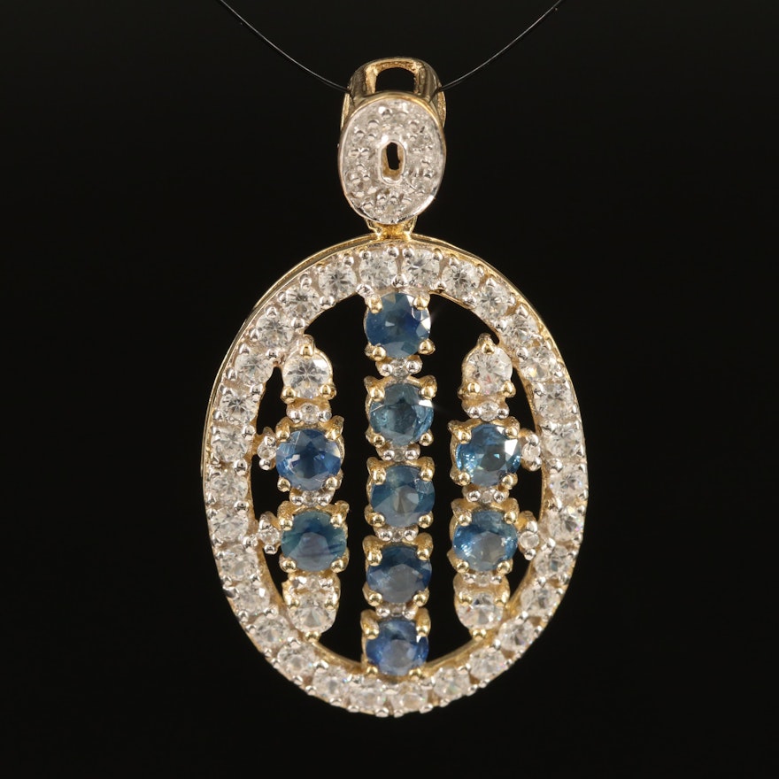 Sterling Sapphire and Zircon Pendant