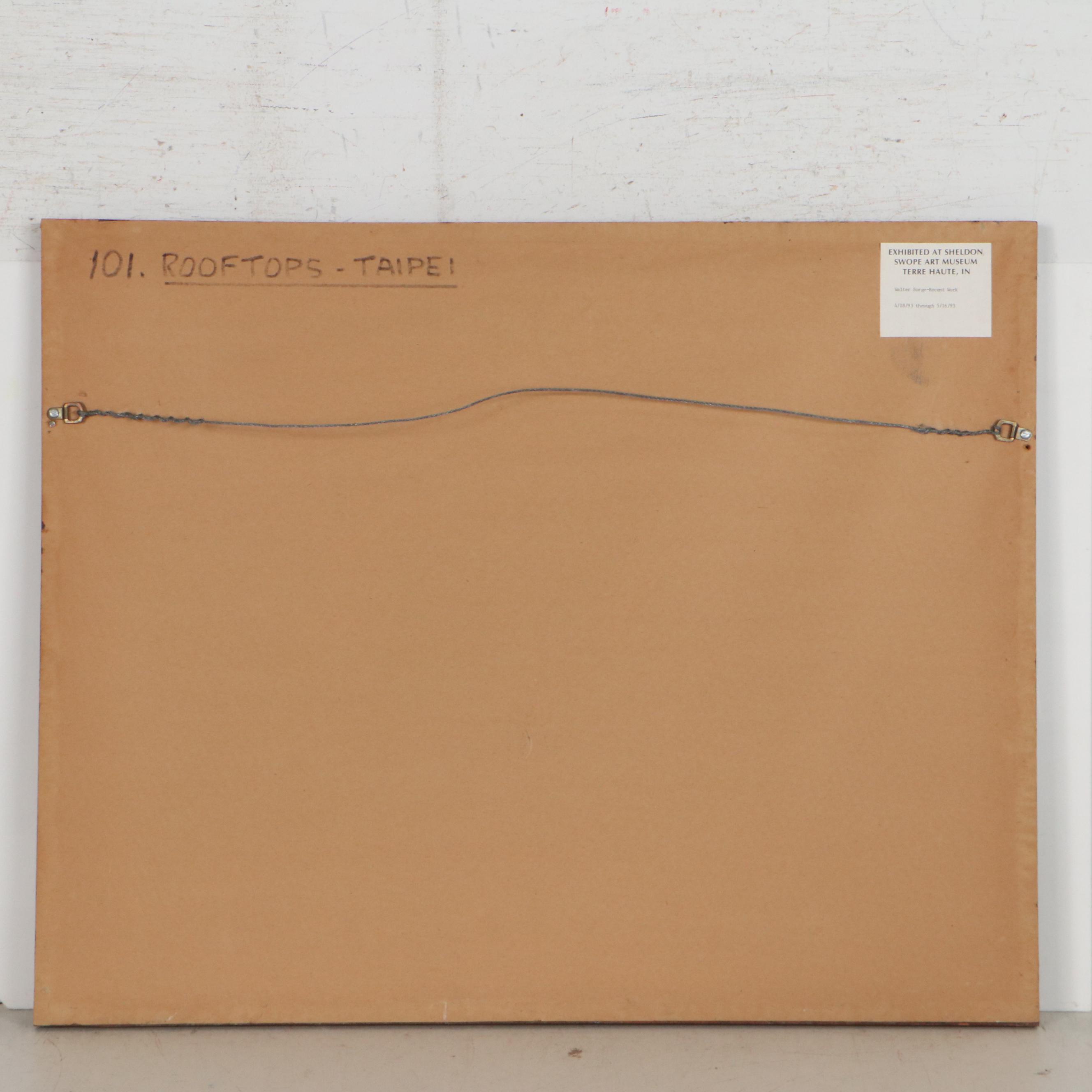 Walter Sorge Abstract Watercolor Painting "Rooftops - Taipei," Circa 1993