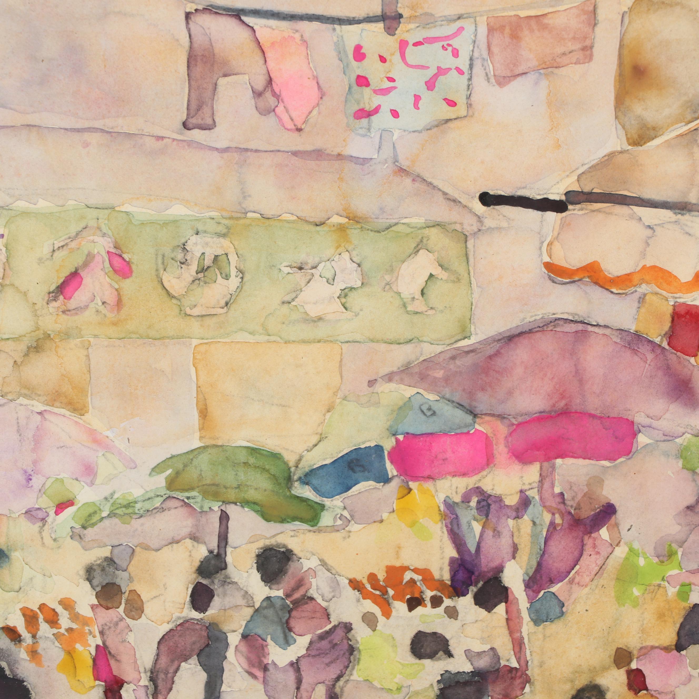 Walter Sorge Abstract Watercolor Painting "Wan Chai Market - Hong Kong"