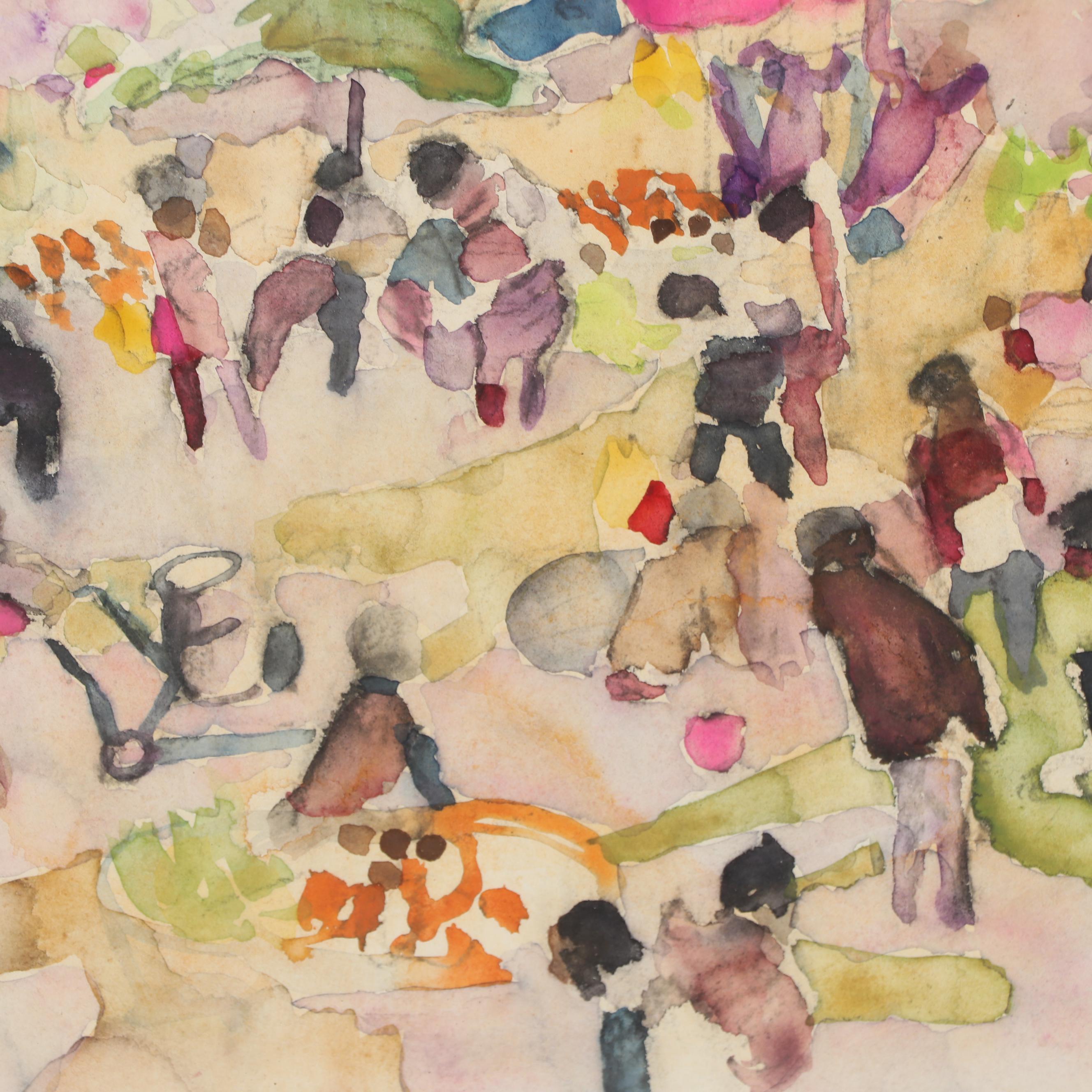 Walter Sorge Abstract Watercolor Painting "Wan Chai Market - Hong Kong"