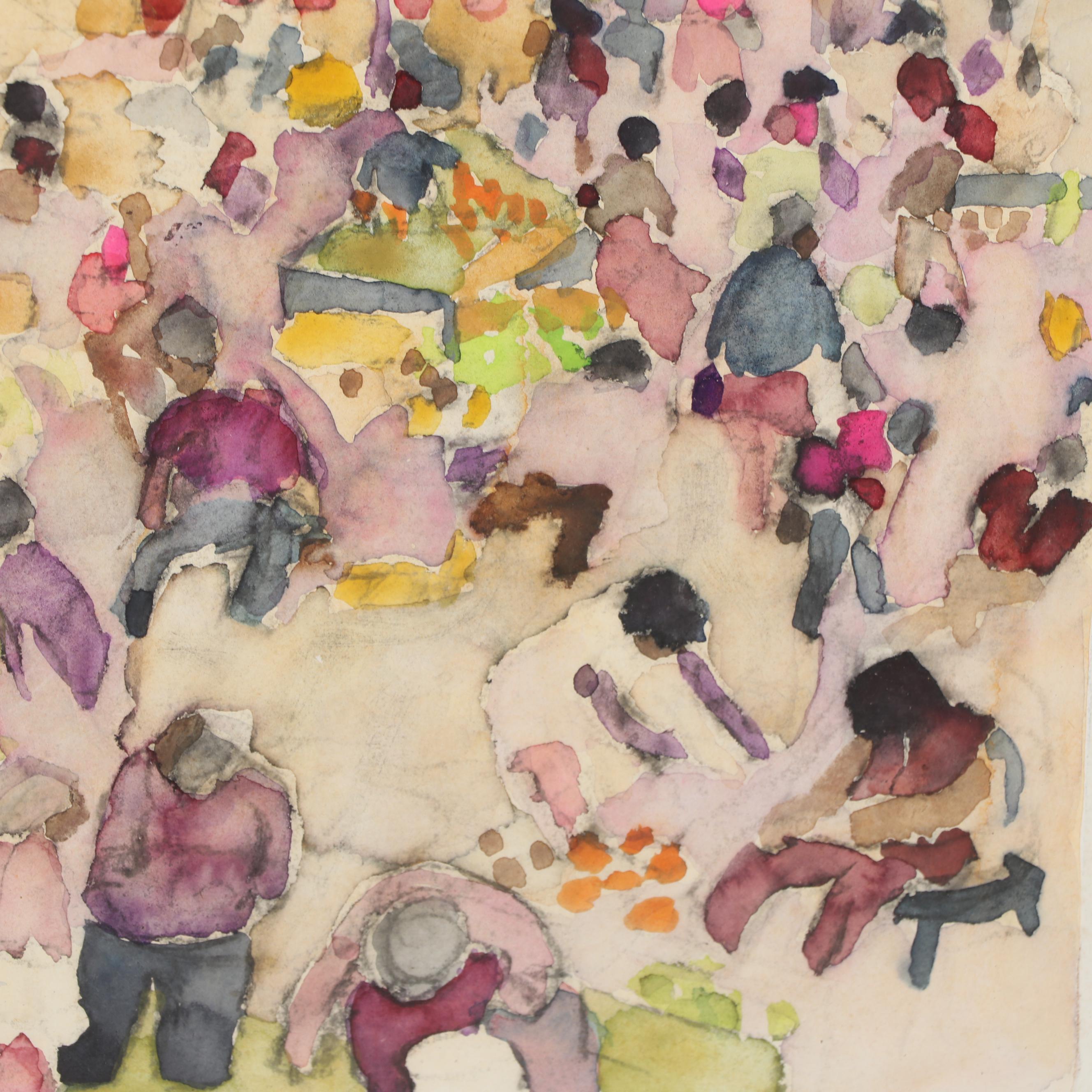 Walter Sorge Abstract Watercolor Painting "Wan Chai Market - Hong Kong"
