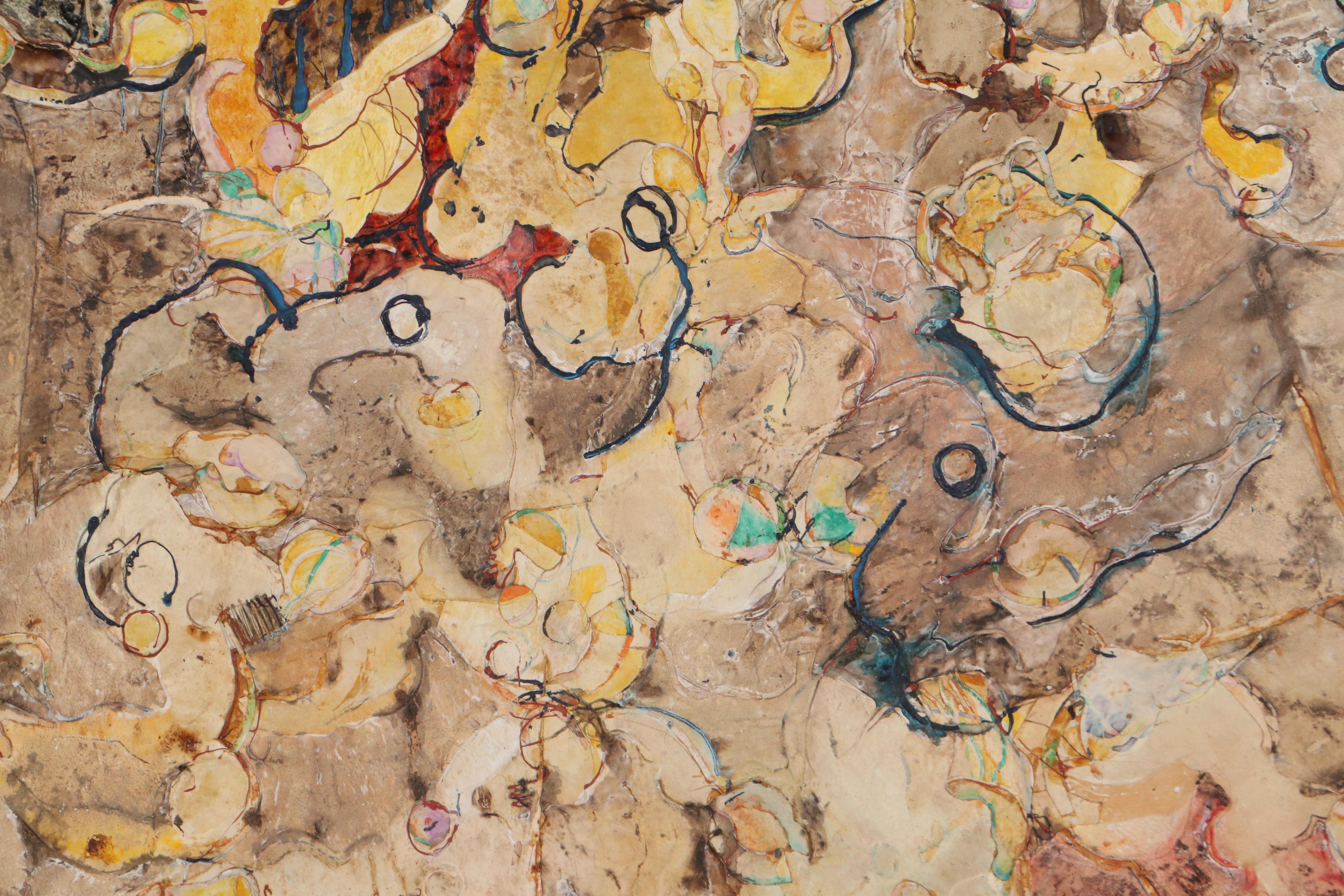 Walter Sorge Abstract Mixed Media Painting of Dancing Figures, 1960-1980