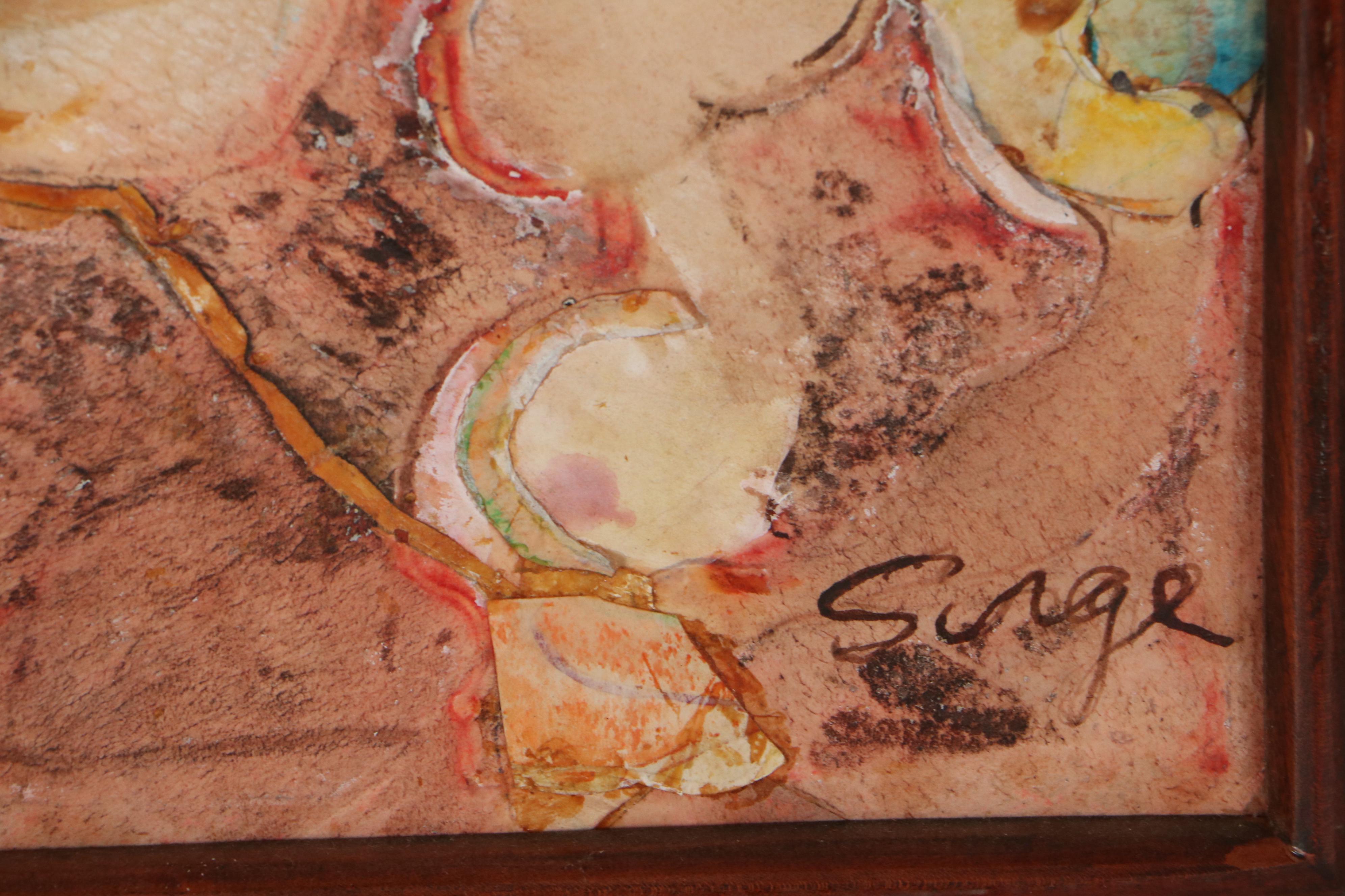 Walter Sorge Abstract Mixed Media Painting of Dancing Figures, 1960-1980