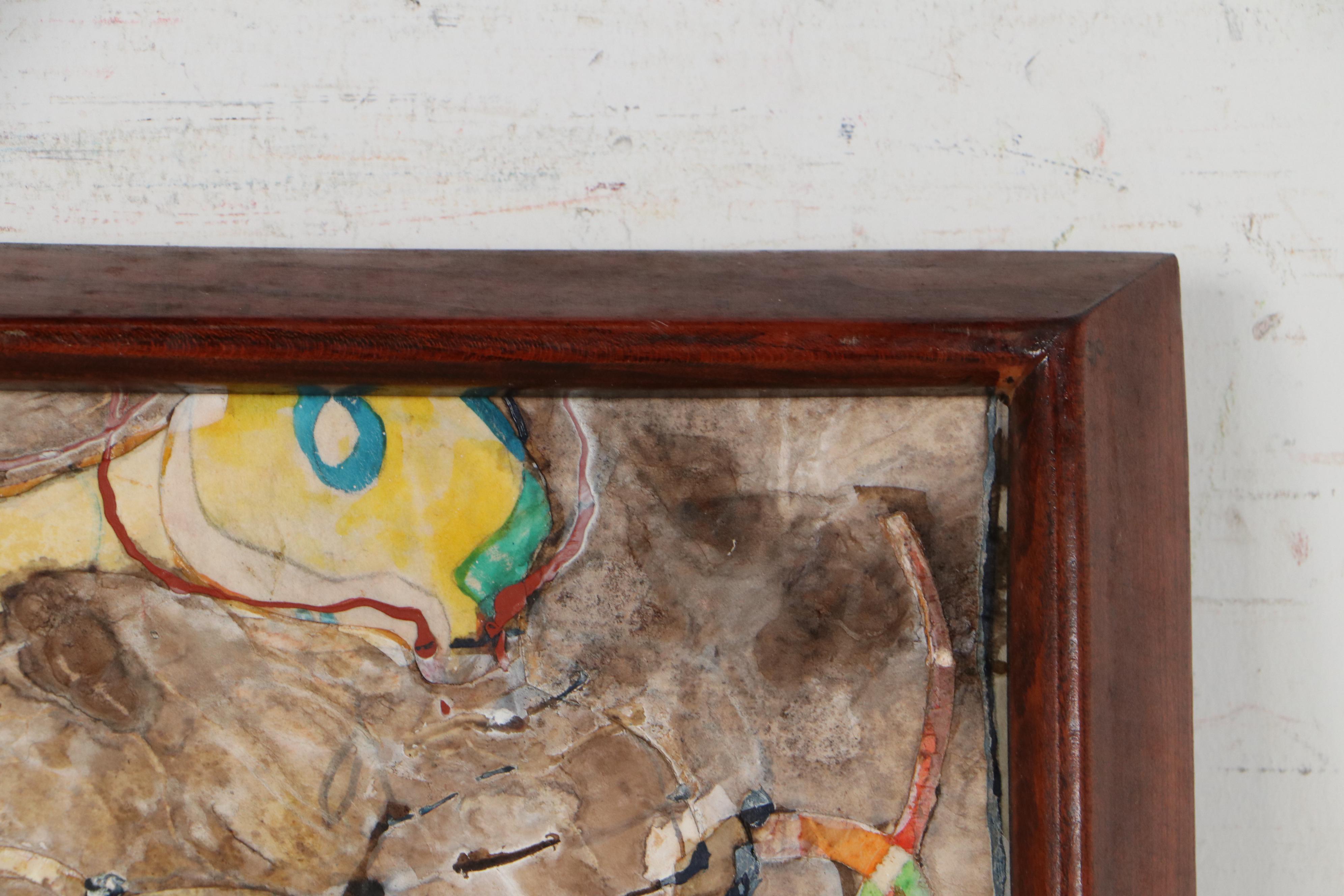 Walter Sorge Abstract Mixed Media Painting of Dancing Figures, 1960-1980