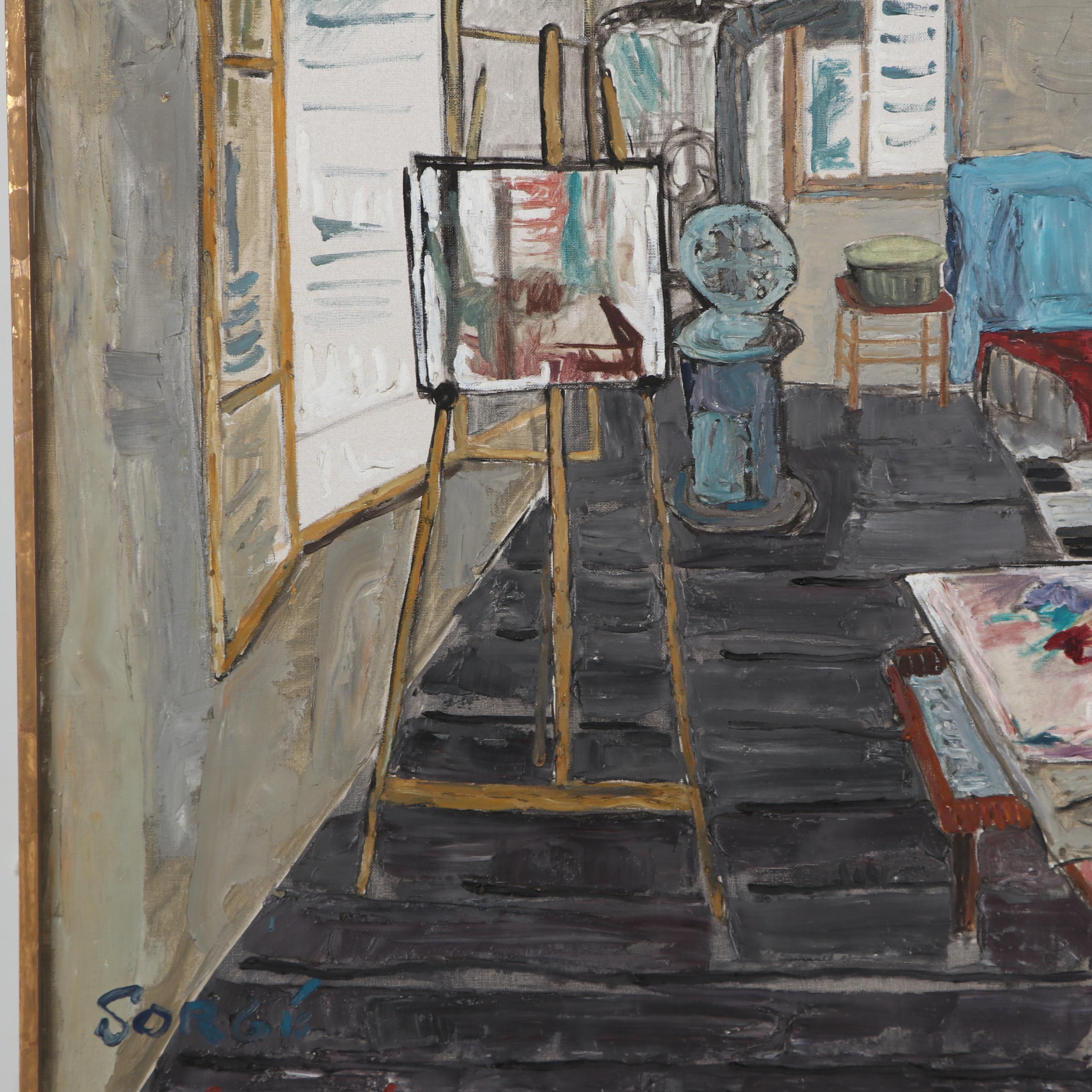 Walter Sorge Interior Oil Painting "Studio," 1961