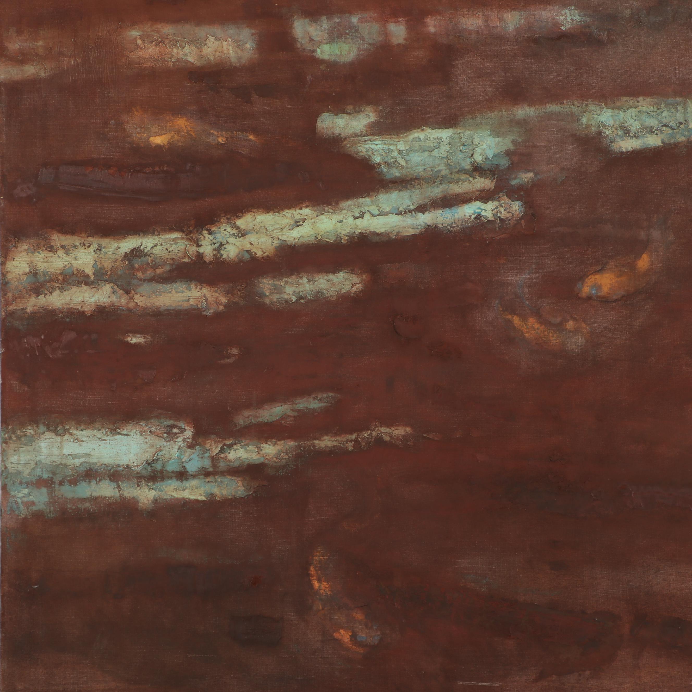 Walter Sorge Large-Scale Oil Painting "Fish Pond," Late 20th Century