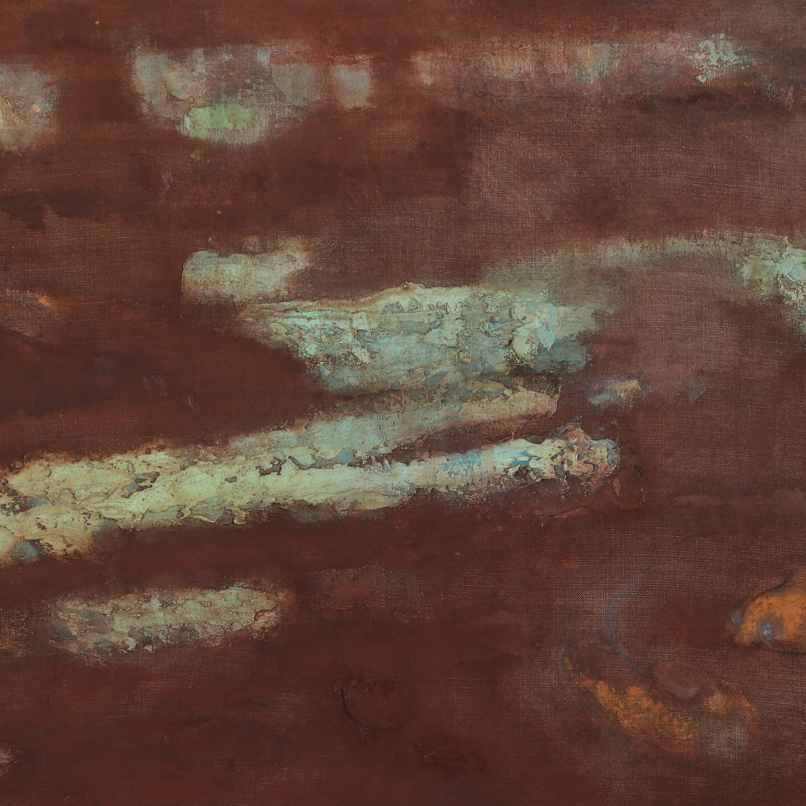 Walter Sorge Large-Scale Oil Painting "Fish Pond," Late 20th Century